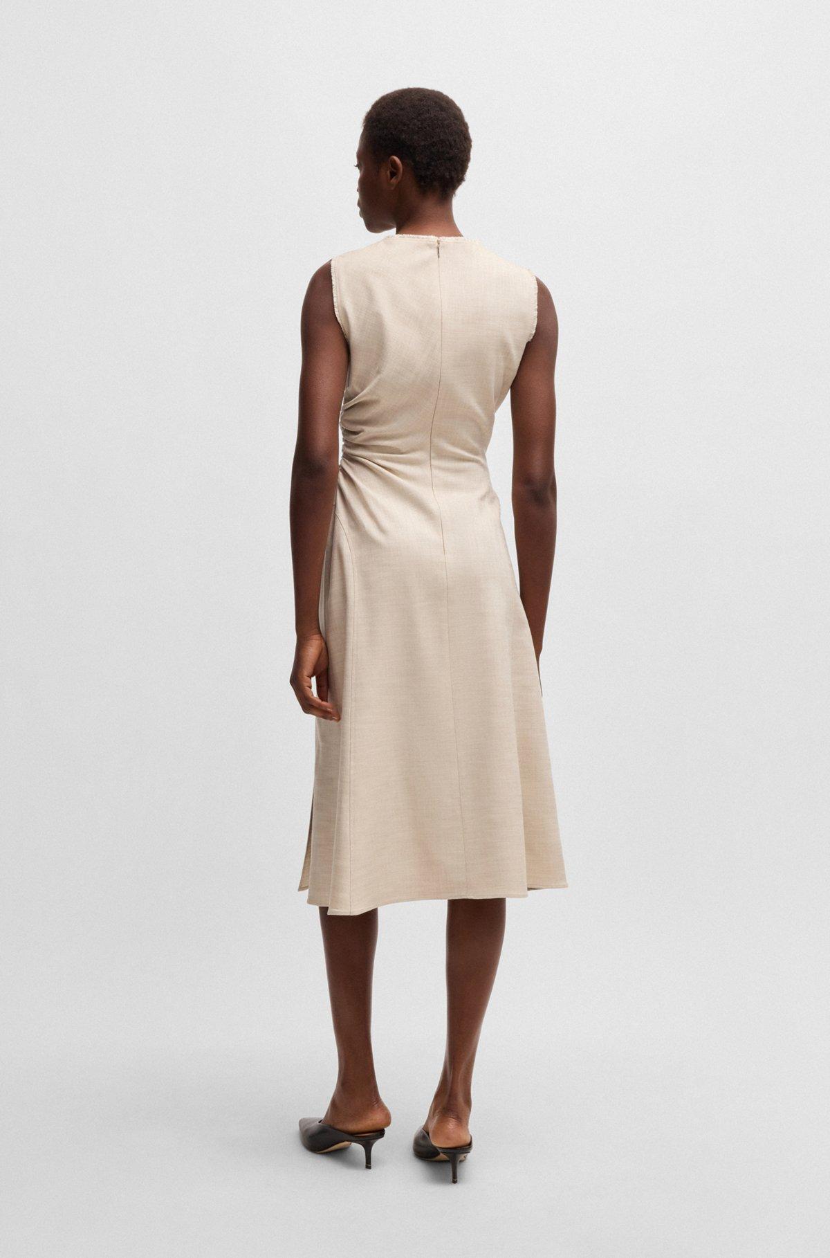 Melange dress with frayed and gathered details Product Image