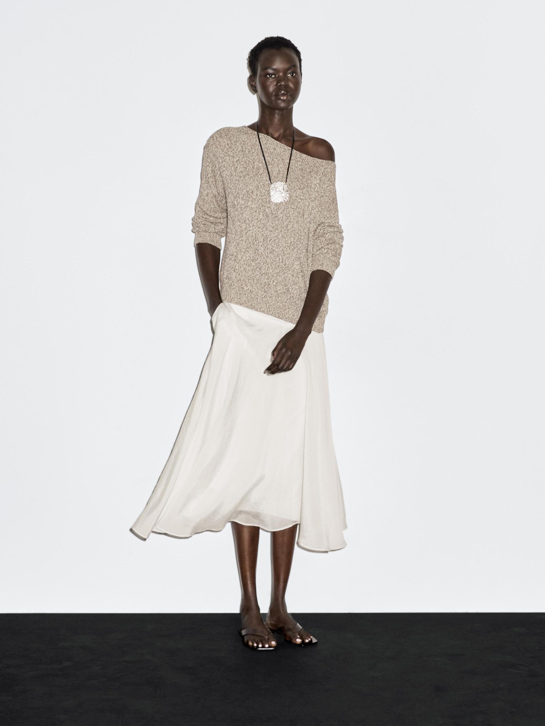 Midi skirt with yoke and flounce Product Image