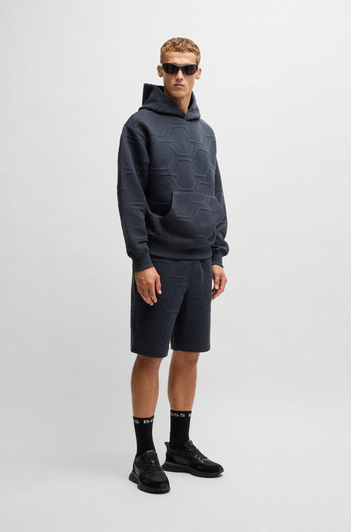 BOSS - Relaxed-fit shorts with hexagonal quilting - Dark Blue Product Image