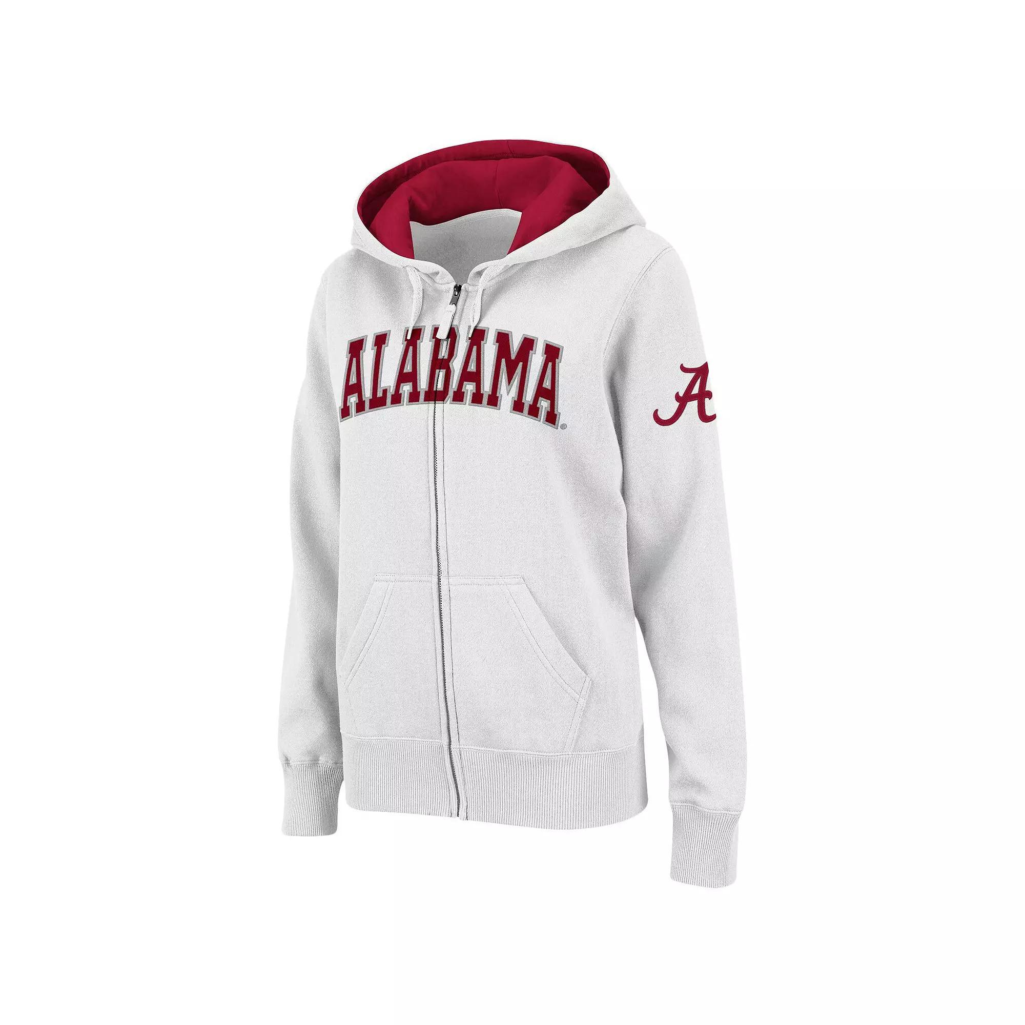 Women's Stadium Athletic White Alabama Crimson Tide Arched Name Full-Zip Hoodie, Size: Large Product Image