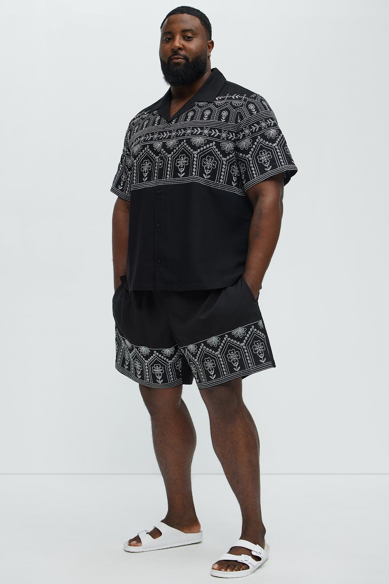 Embroidered Floral Swim Classic Trunk - Black/combo Male Product Image