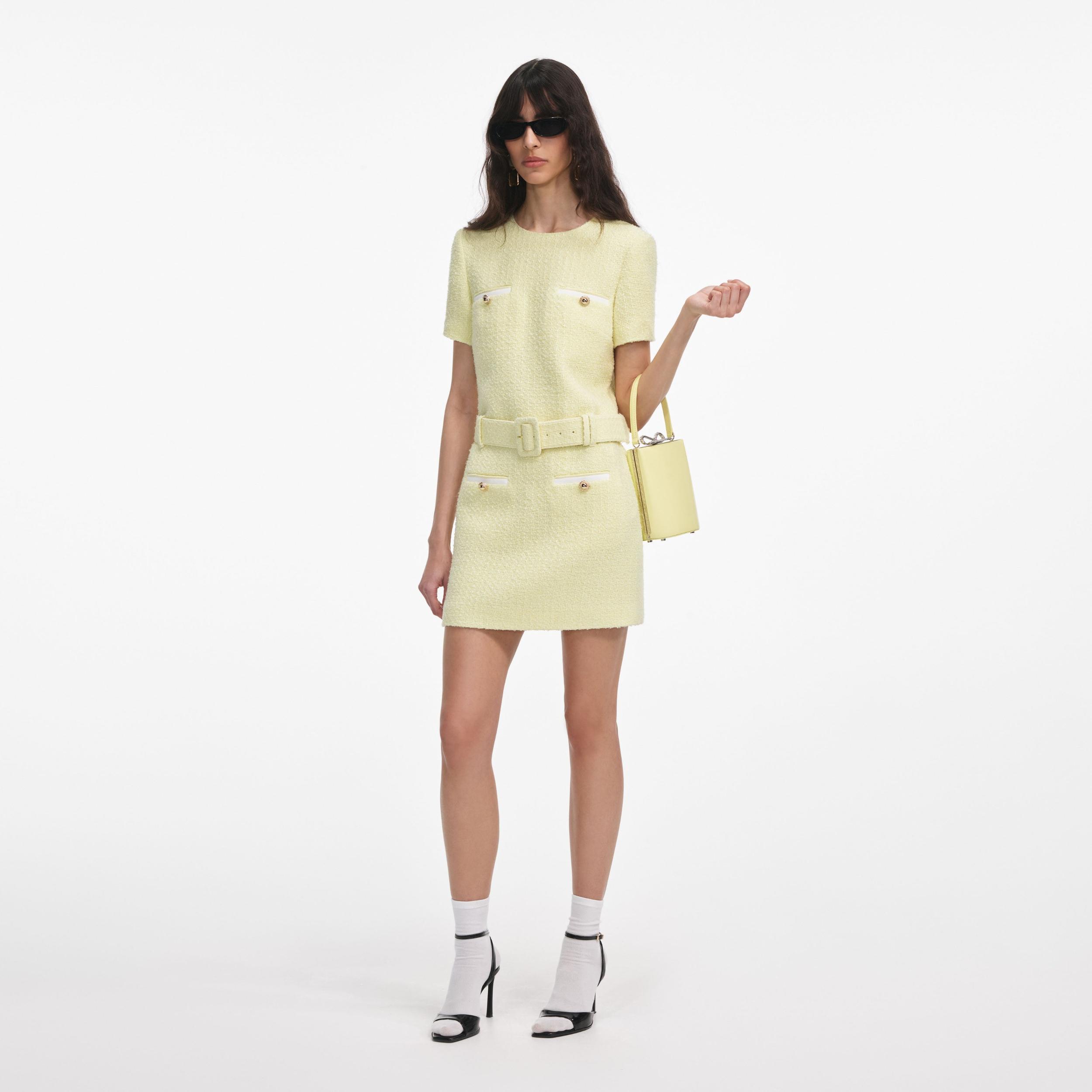 Yellow Boucle Mini Dress Product Image
