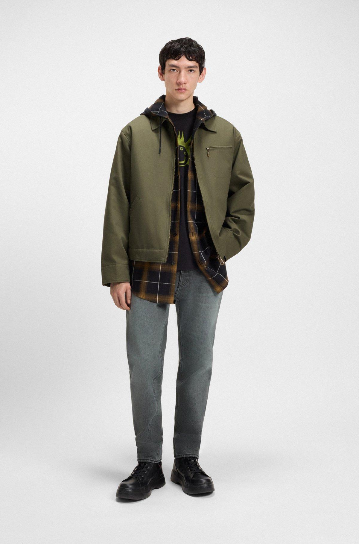 HUGO - Regular-fit jacket in lightly padded cotton canvas - Light Green Product Image