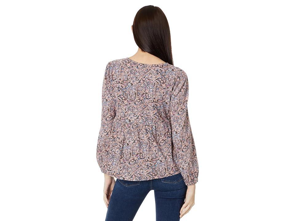 Lucky Brand Printed Babydoll Top (Misty Rose Paisley) Women's Sweater Product Image