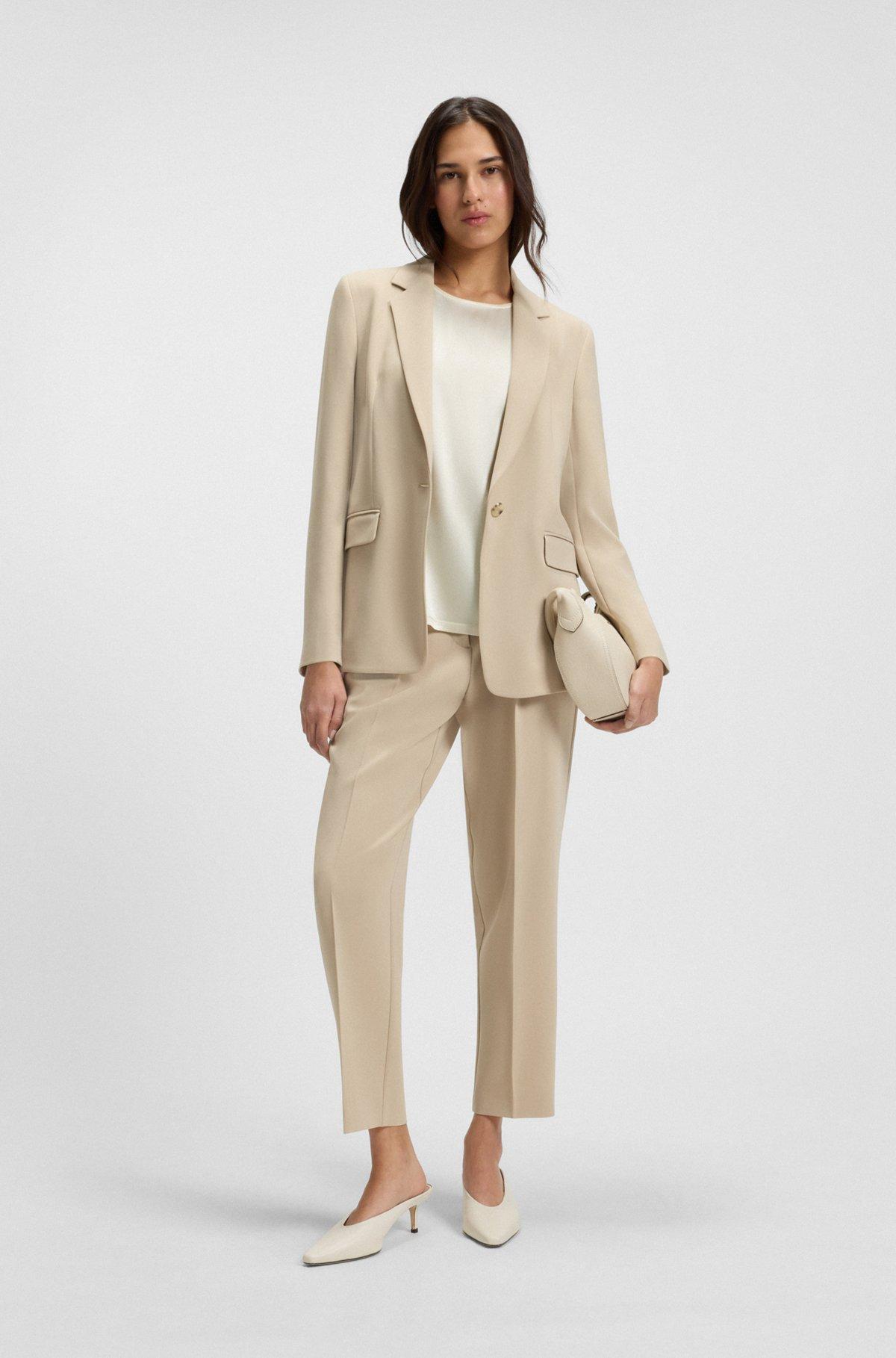 BOSS - Regular-fit jersey top with stretch-silk front - White Product Image