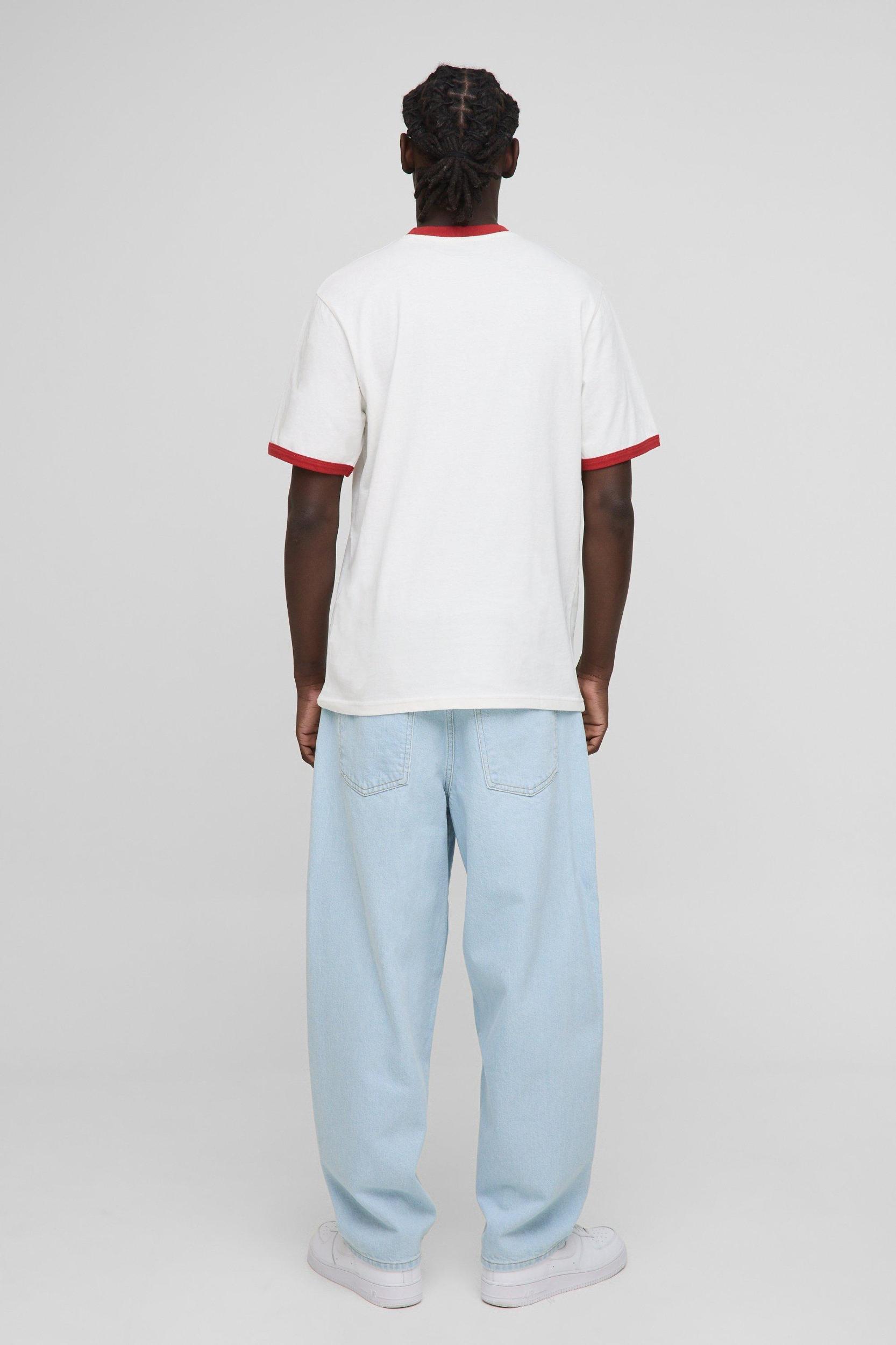 Regular Fit Varsity Print Ringer T-Shirt | boohooMAN USA Product Image