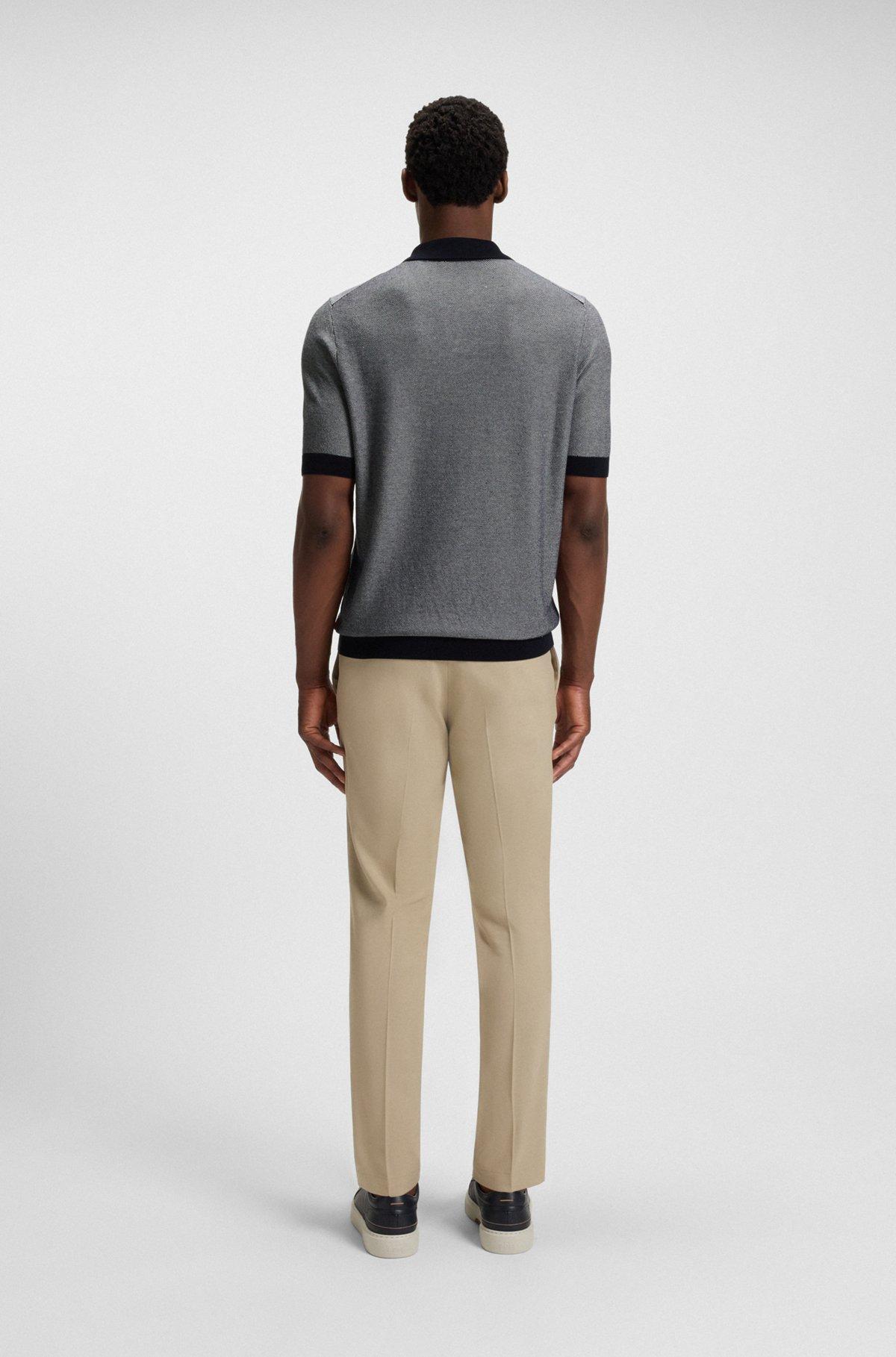 Silk-cotton sweater with Johnny collar in regular fit Product Image