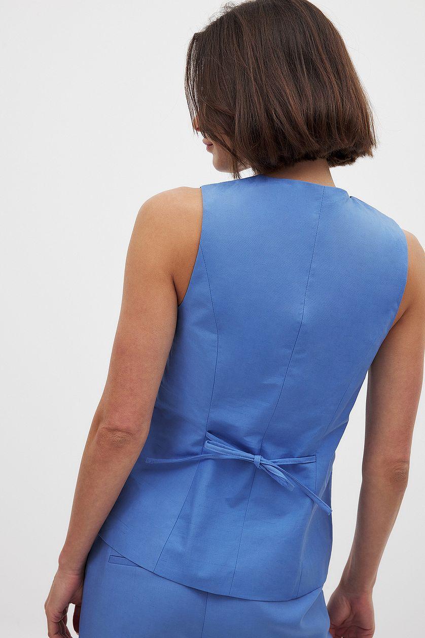 Linen Blend Button Front Vest Product Image