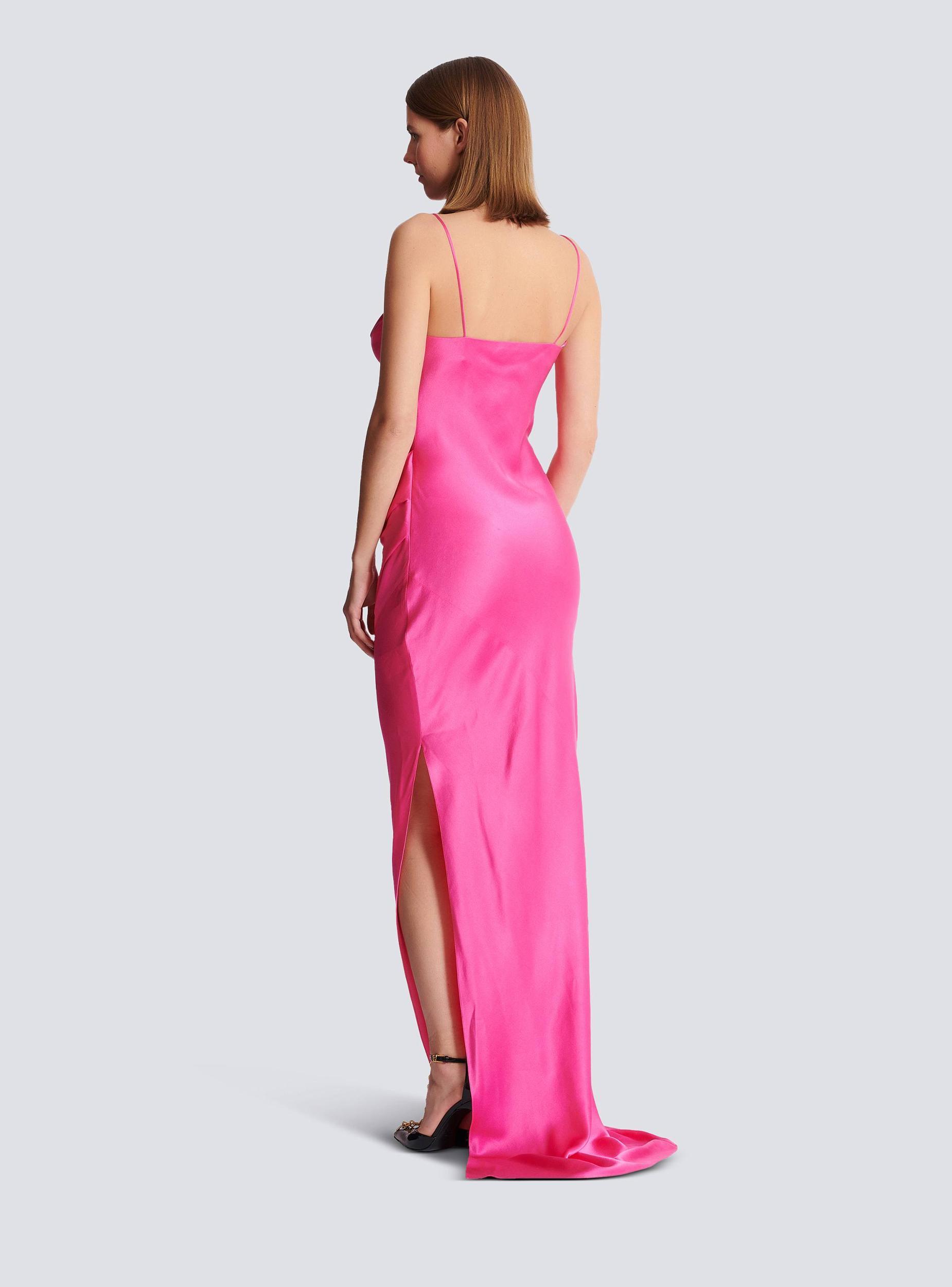 Draped satin slit dress Product Image