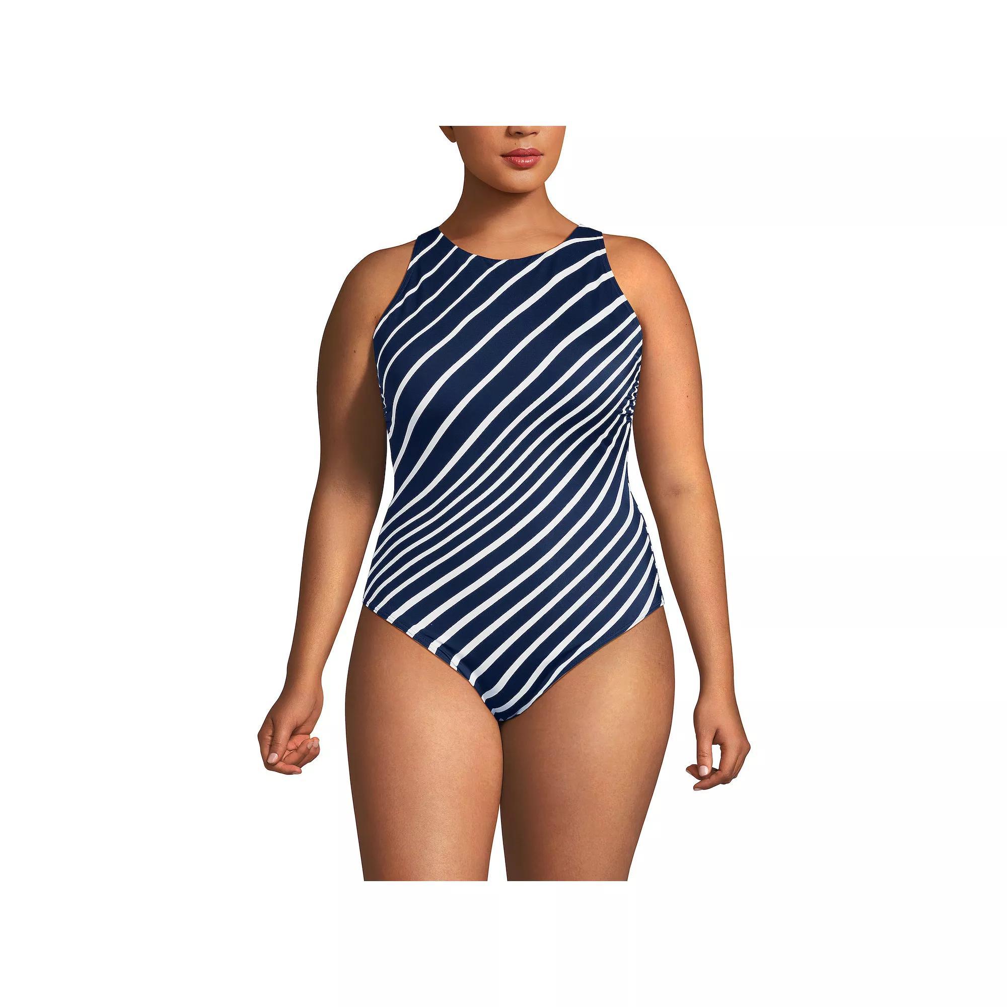 Plus Size Lands' End High Neck One-Piece Swimsuit, Women's, Size: 24 W, Dark Red Product Image