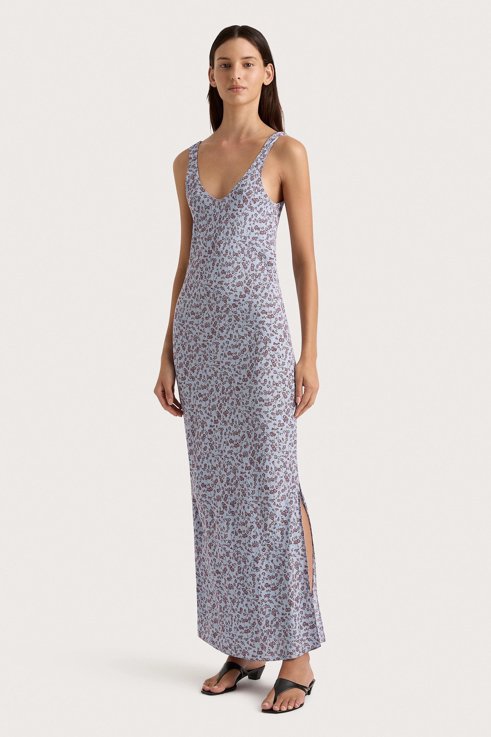 Olivia Maxi Dress Amaryllis Floral Blue Product Image