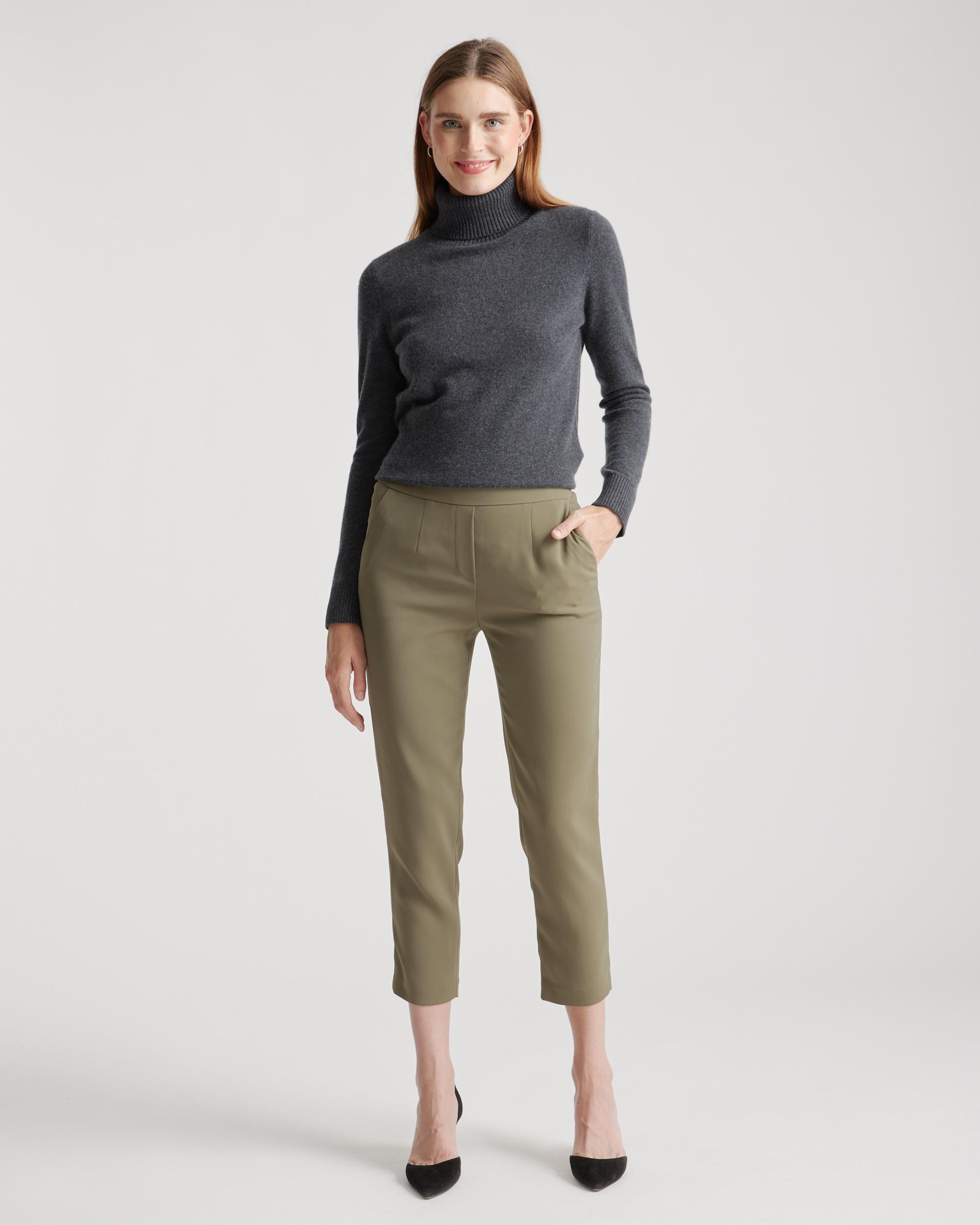 Quince | Women's Stretch Crepe Pleated Ankle Pants Recycled Polyester / Spandex Product Image