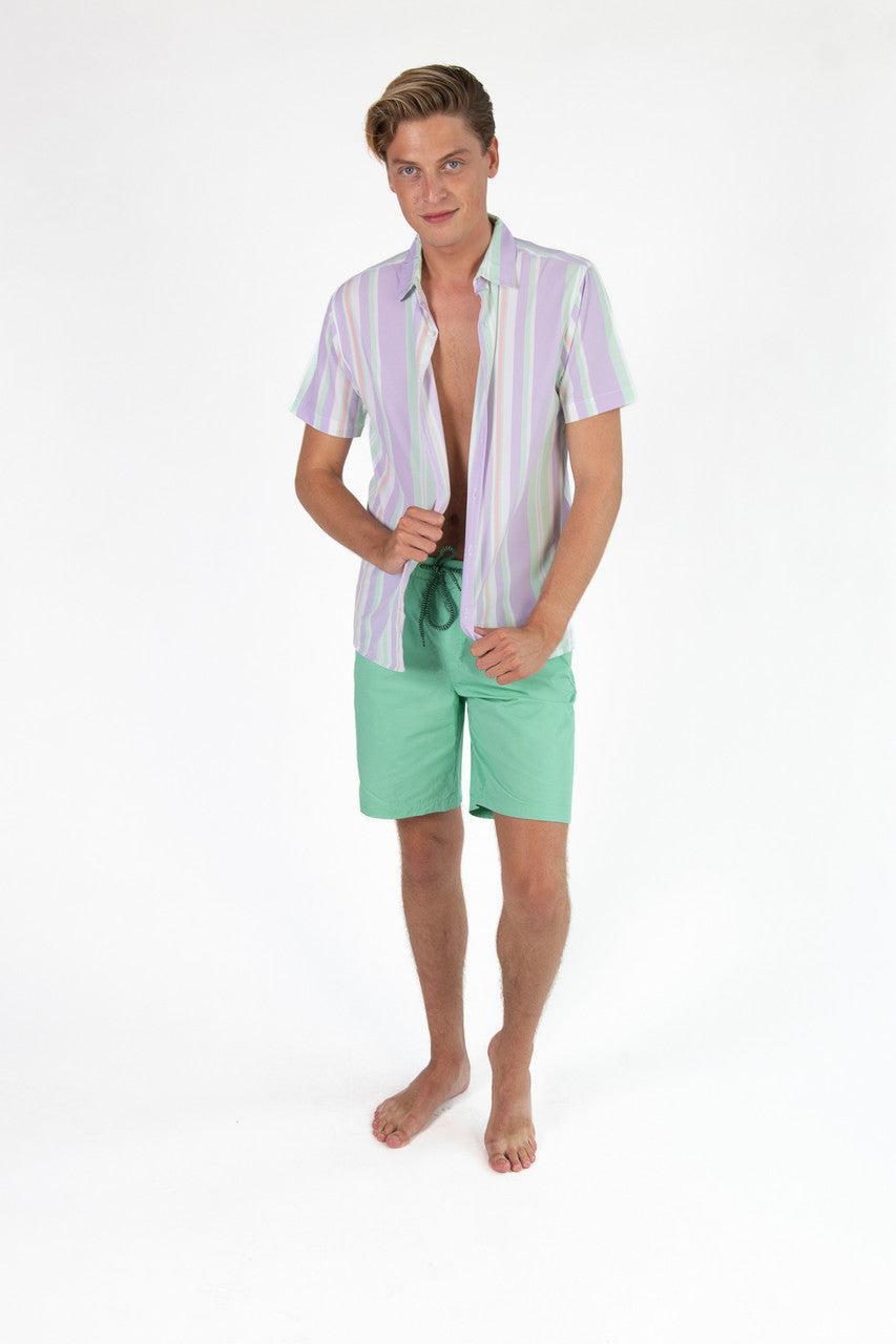 Lavender Striped Button Up Shirt Product Image