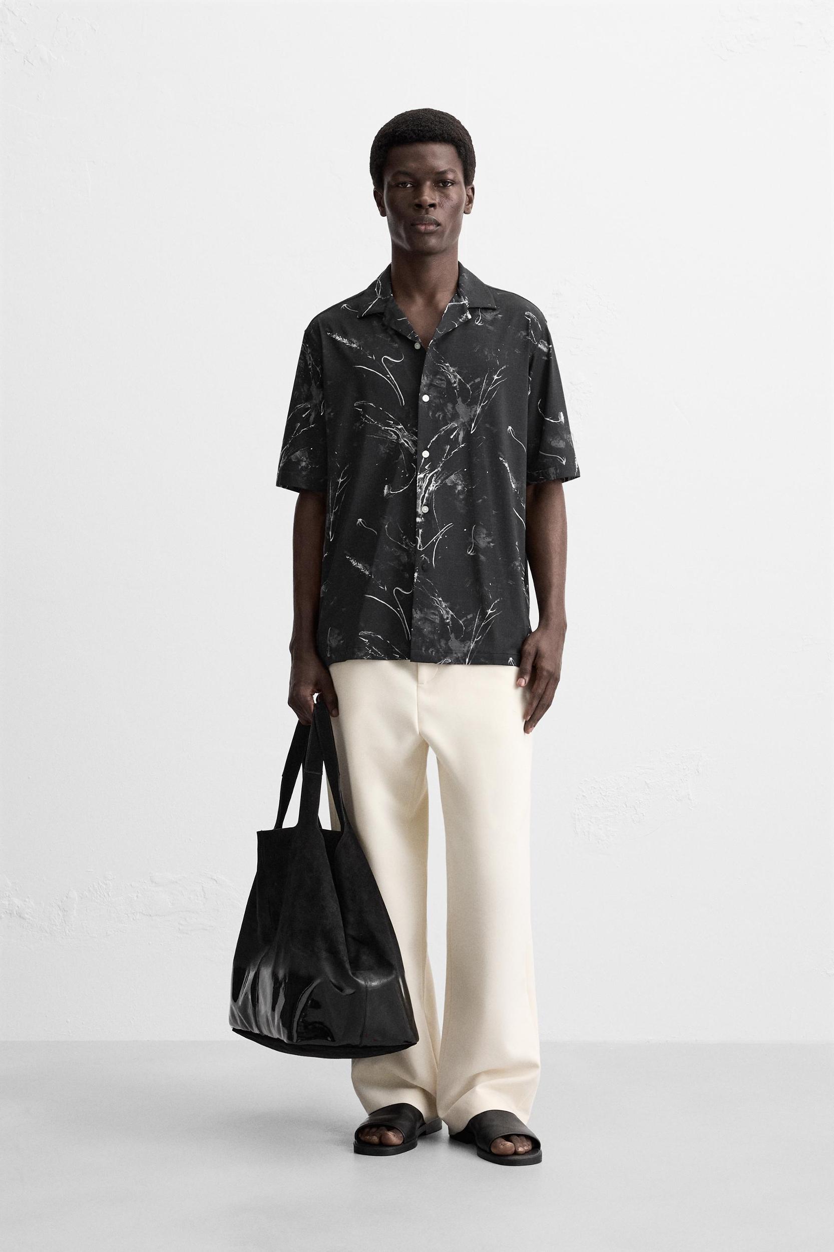 ABSTRACT PRINT STRETCH SHIRT Product Image