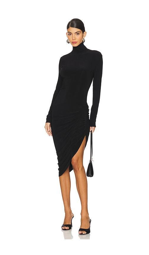 Long Sleeve Turtleneck Side Drape Dress Norma Kamali Product Image