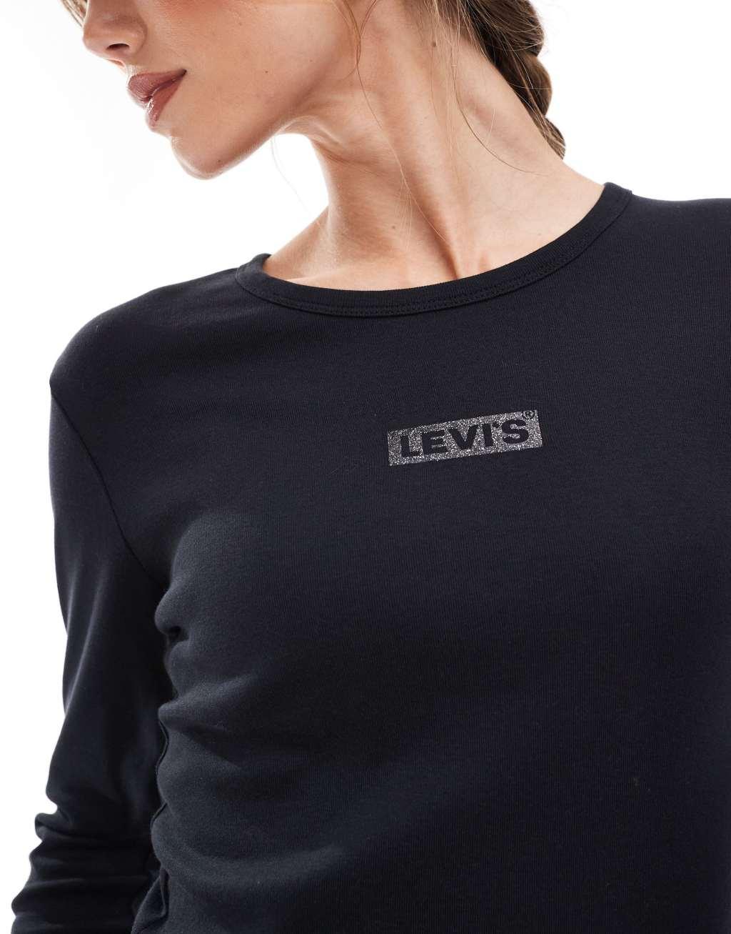 Levi's Rickie shine box tab logo long sleeve t-shirt in black Product Image