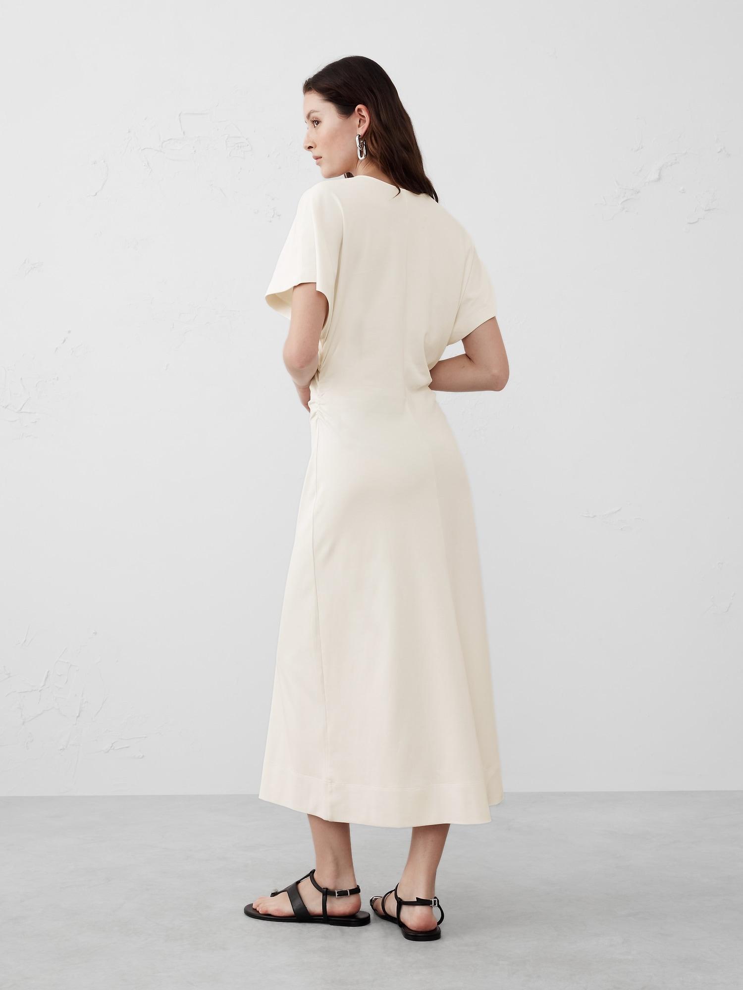 Side Shirred Knit Midi Dress Product Image