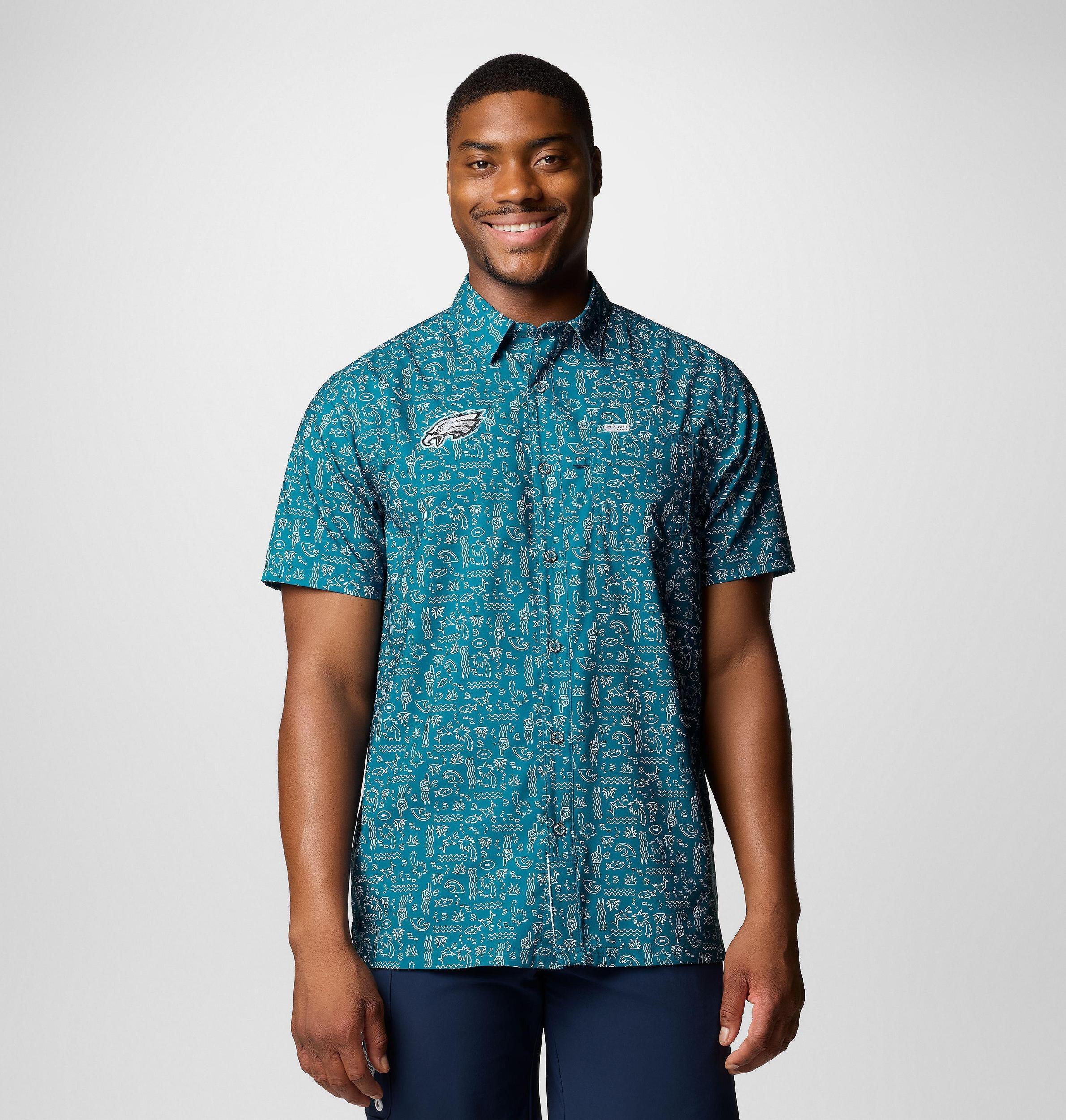 Columbia Mens PFG Super Slack Tide Short Sleeve Shirt - Philadelphia Eagles- Product Image