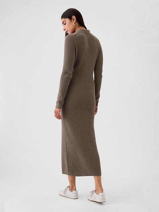 CashSoft Rib Midi Polo Sweater Dress Product Image