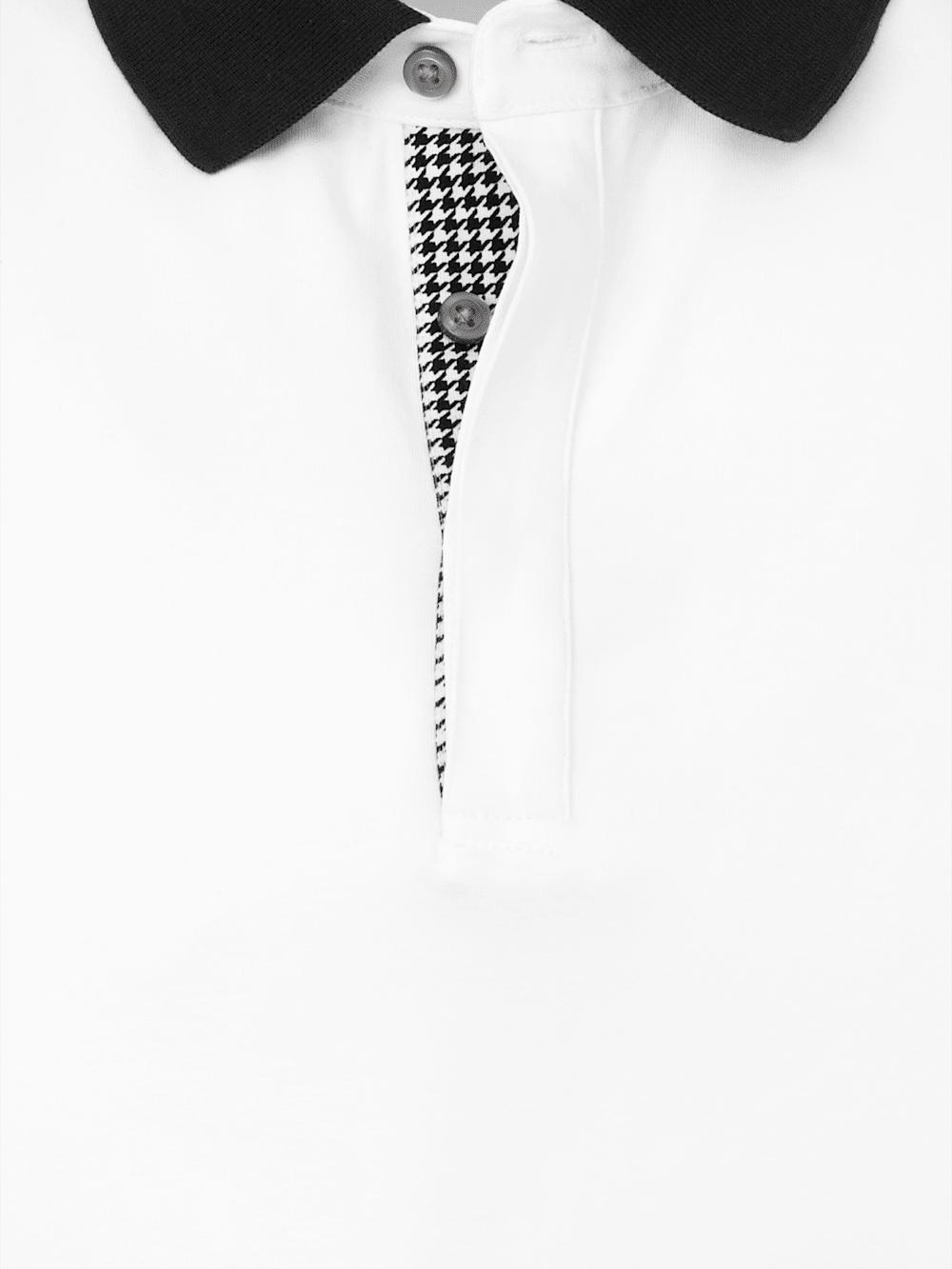 Cotton Blend Three Button Polo - White Product Image