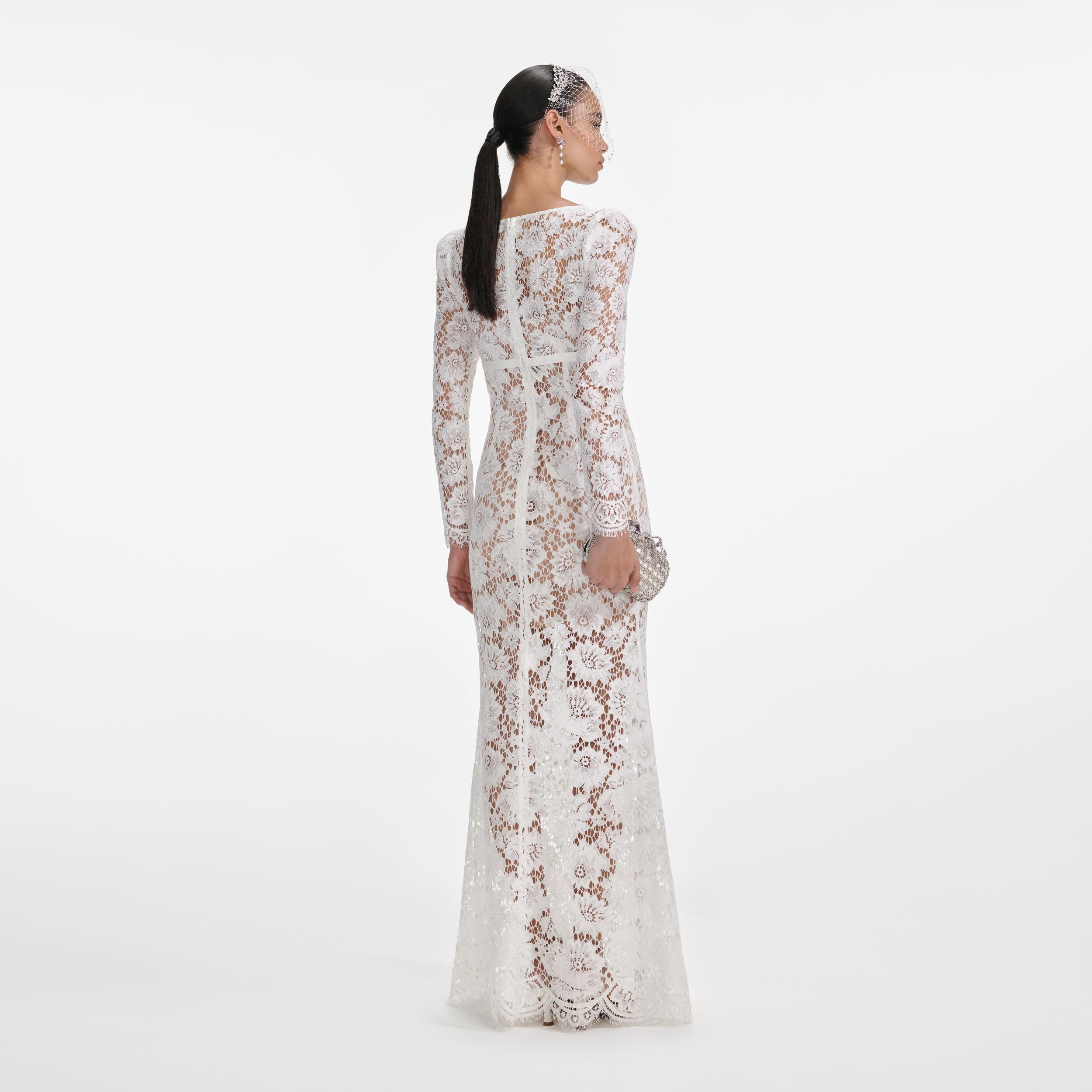 White Floral Lace Maxi Dress Product Image