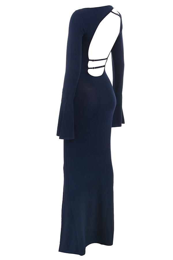 Christiane Midnight Blue Silky Knit Maxi Dress Product Image