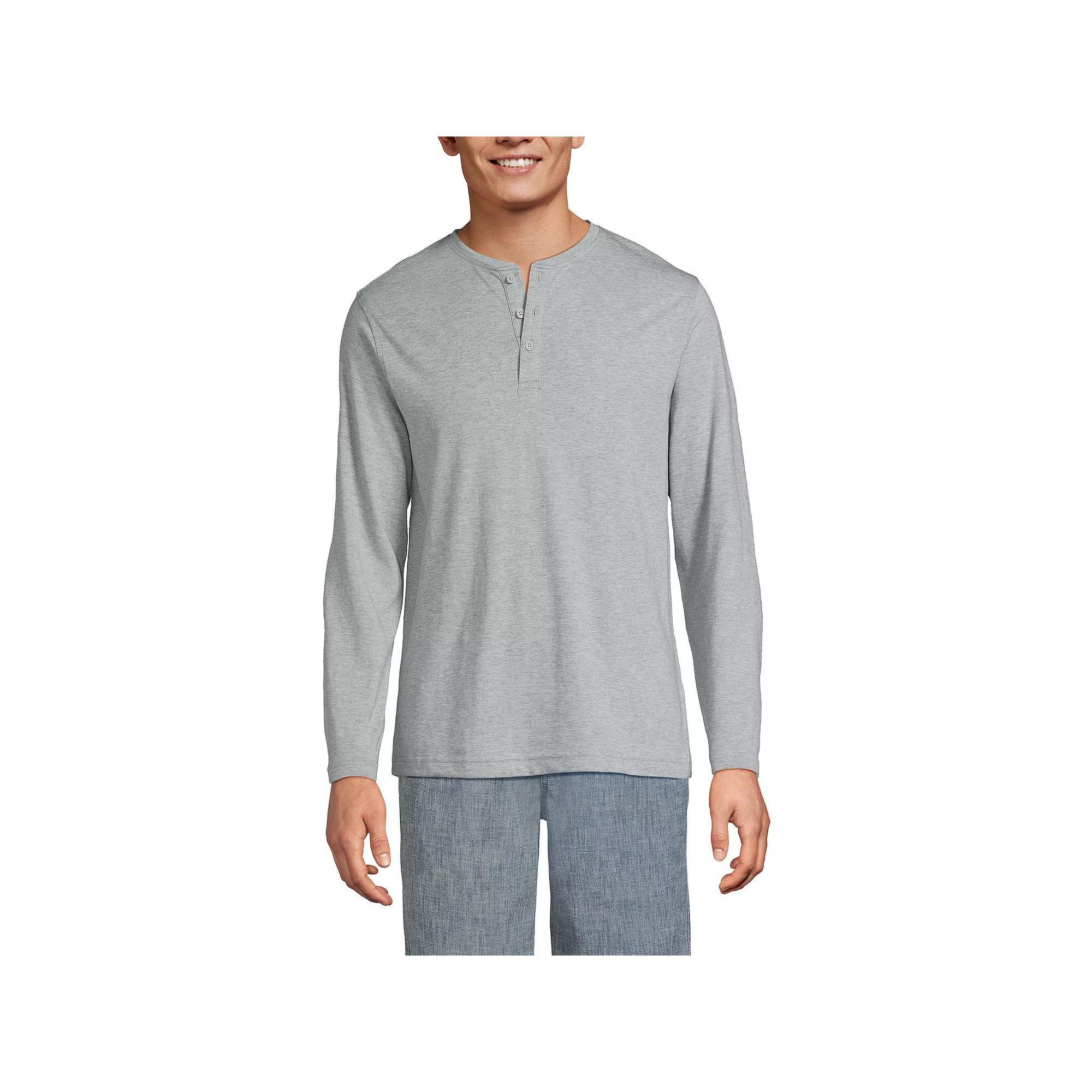 Men's Lands' End Long Sleeve Supima Jersey Henley Top,  Product Image