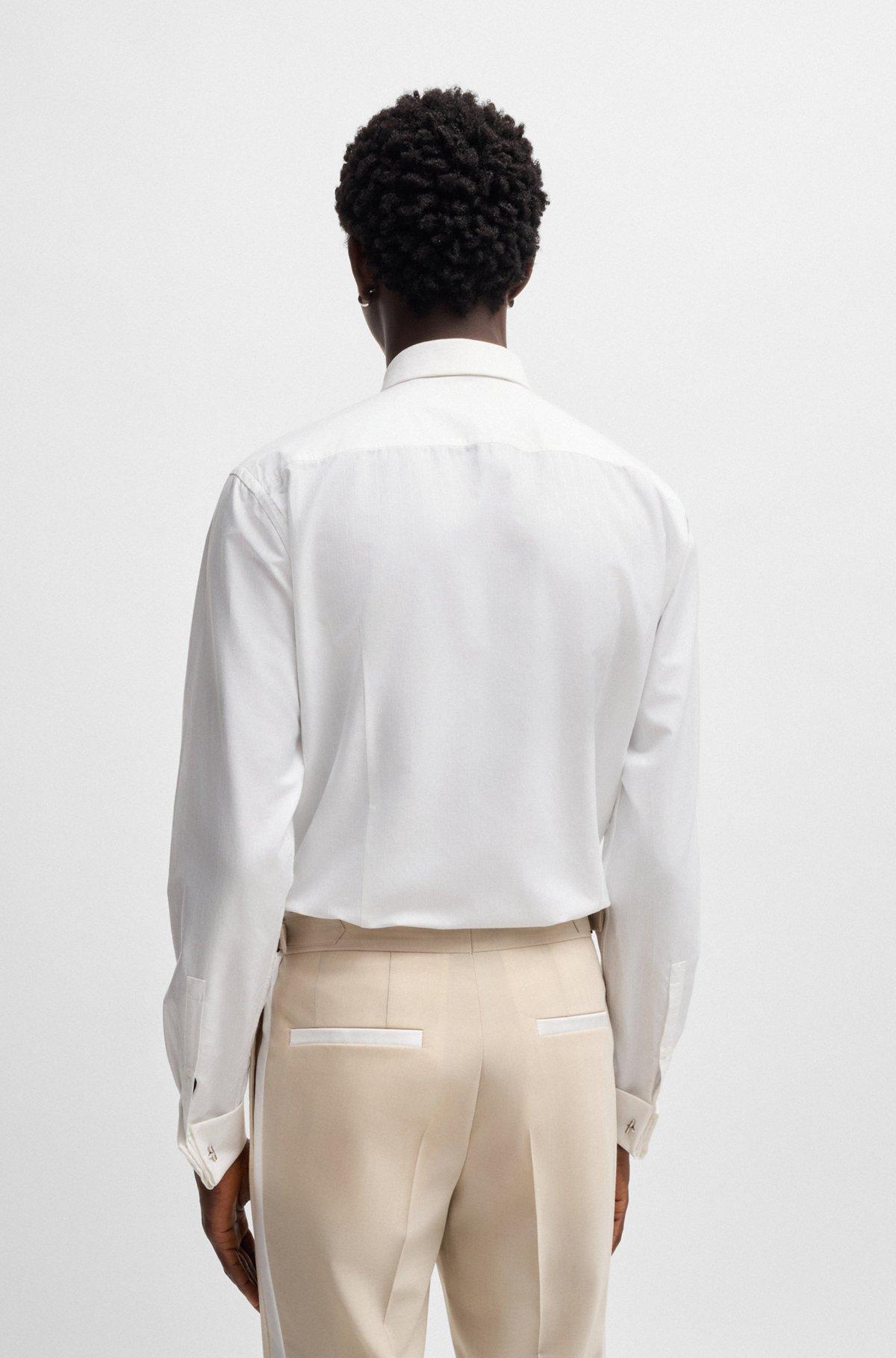 Slim-fit shirt in a striped cotton blend Product Image