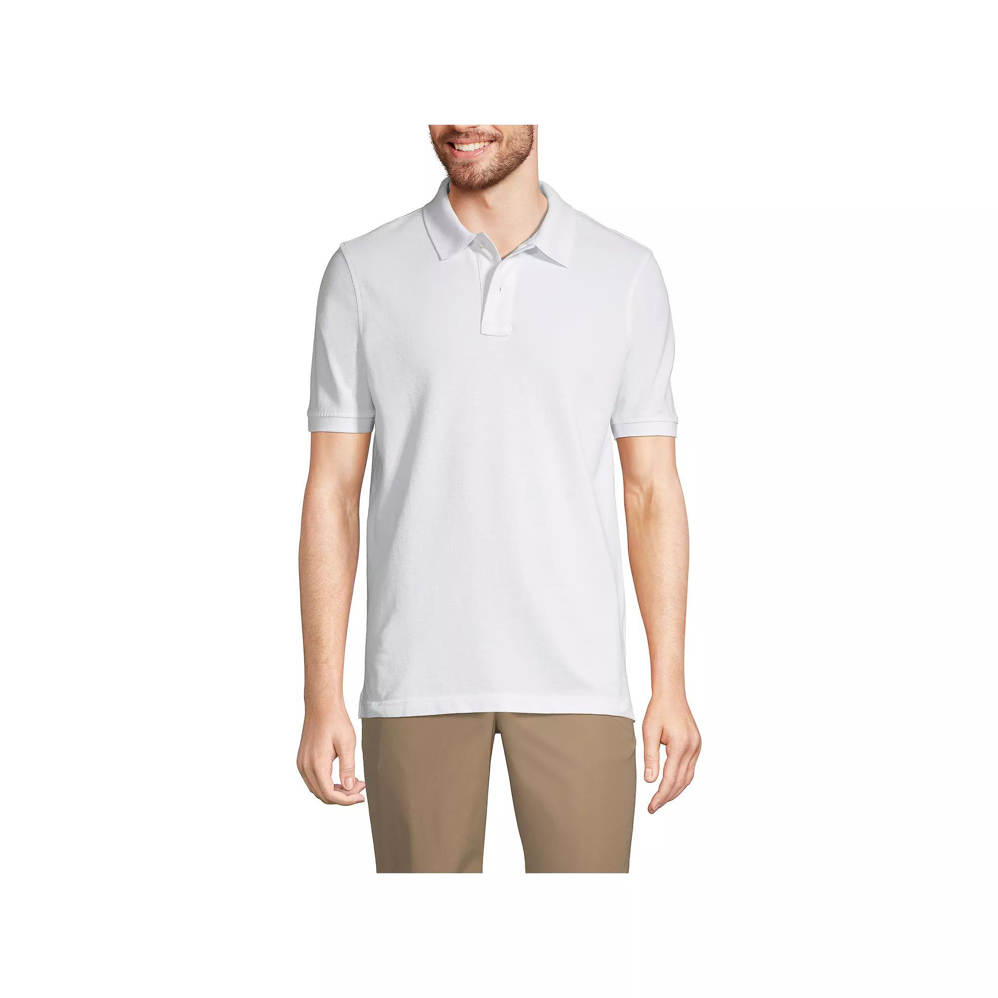 Men's Tall Lands' End School Uniform Mesh Polo Shirt, Size: Large Tall, White Product Image