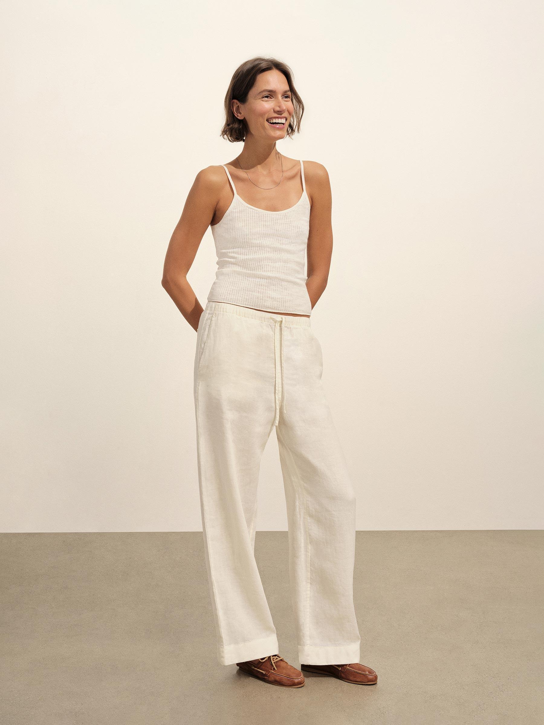 Sea Shell Crosshatch Linen Easy Pant - Buck Mason- Modern American Classics Product Image