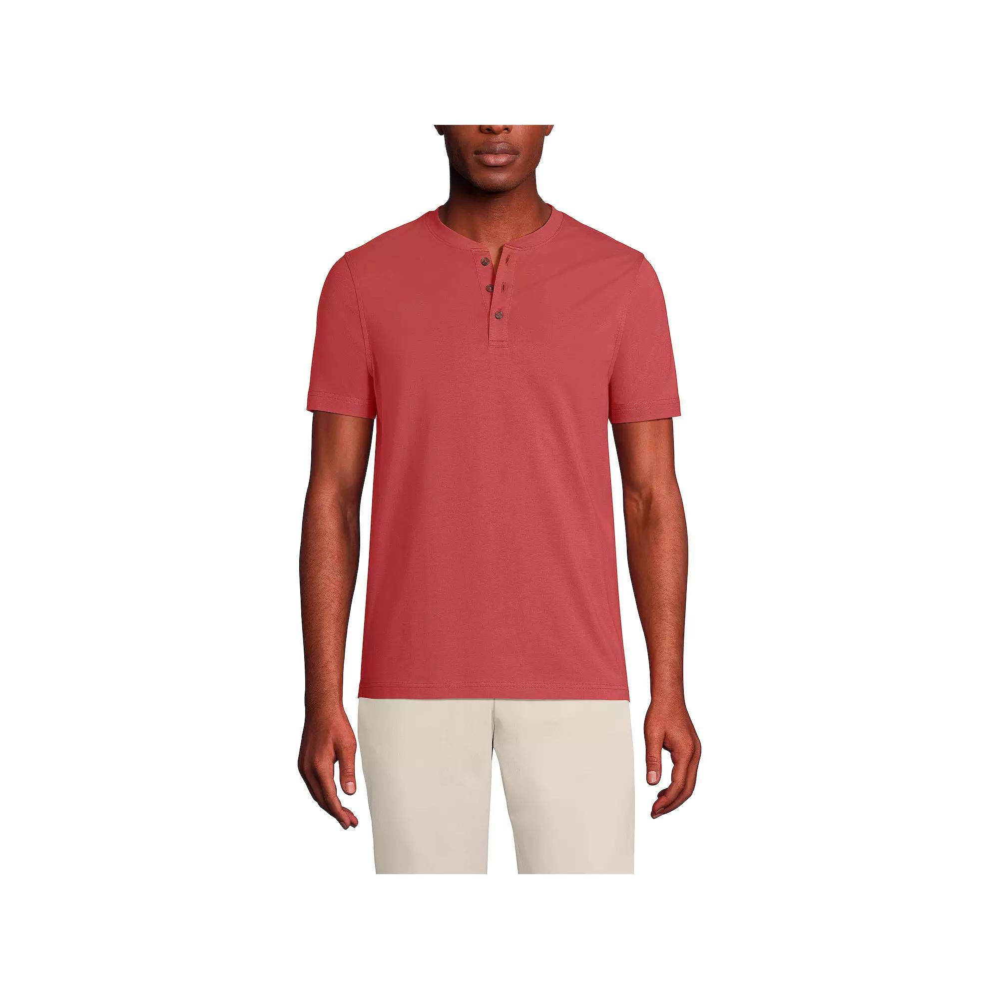 Men's Lands' End Short Sleeve Supima Jersey Henley Top,  Product Image
