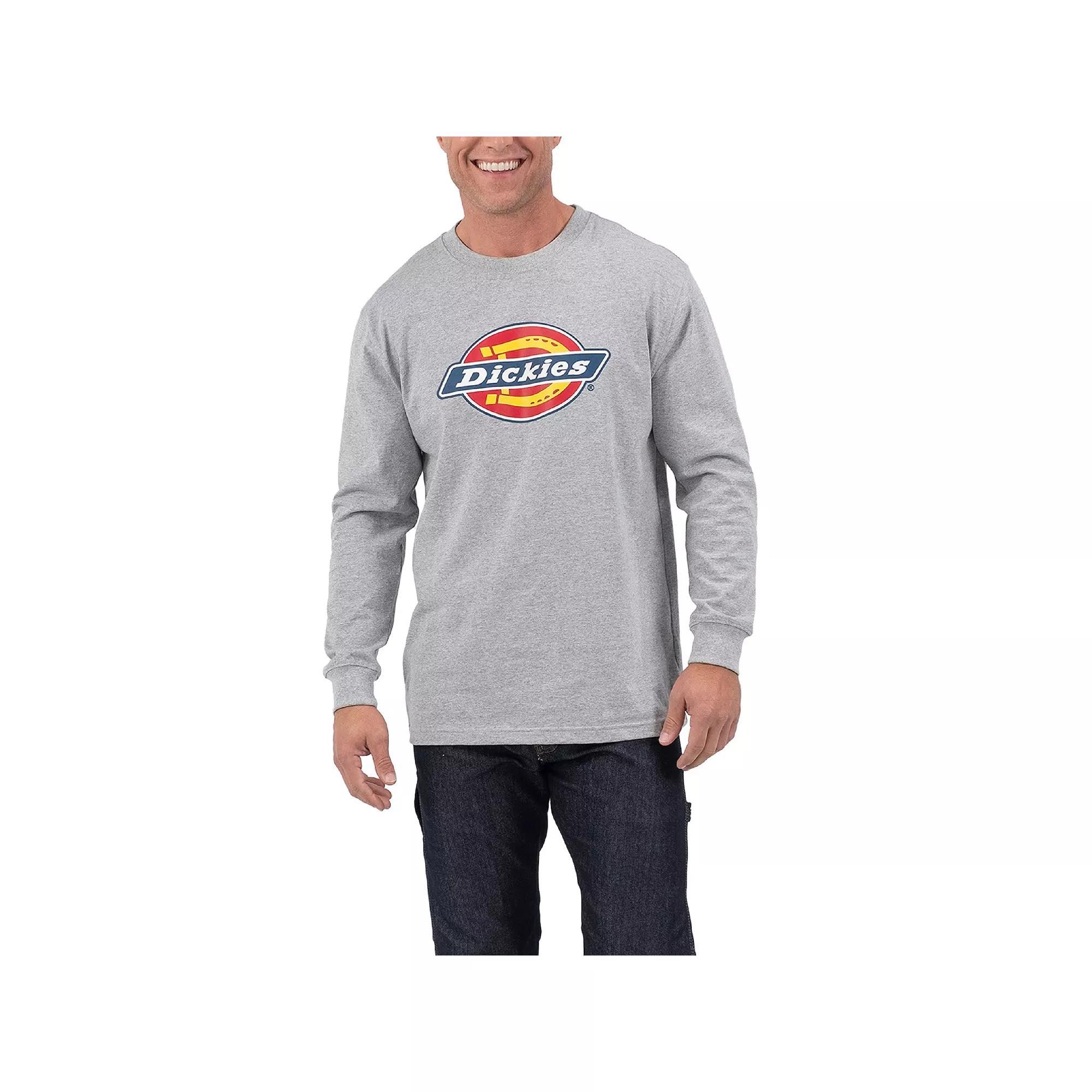 Men's Dickies Long Sleeve Tri-Color Logo Graphic Tee, Size: Medium, Grey Gray Product Image