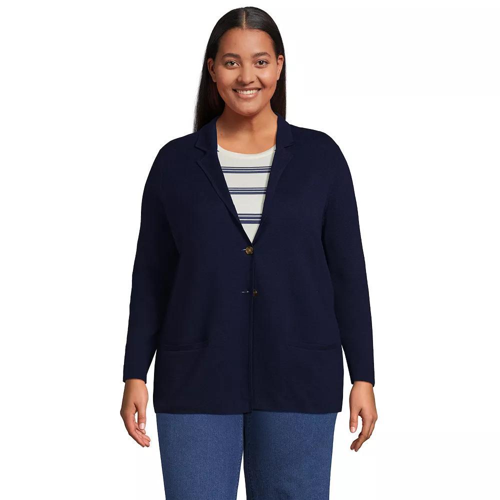 Plus Size Lands' End Sweater Blazer, Women's, Size: 3XL, Deep  Blue Product Image