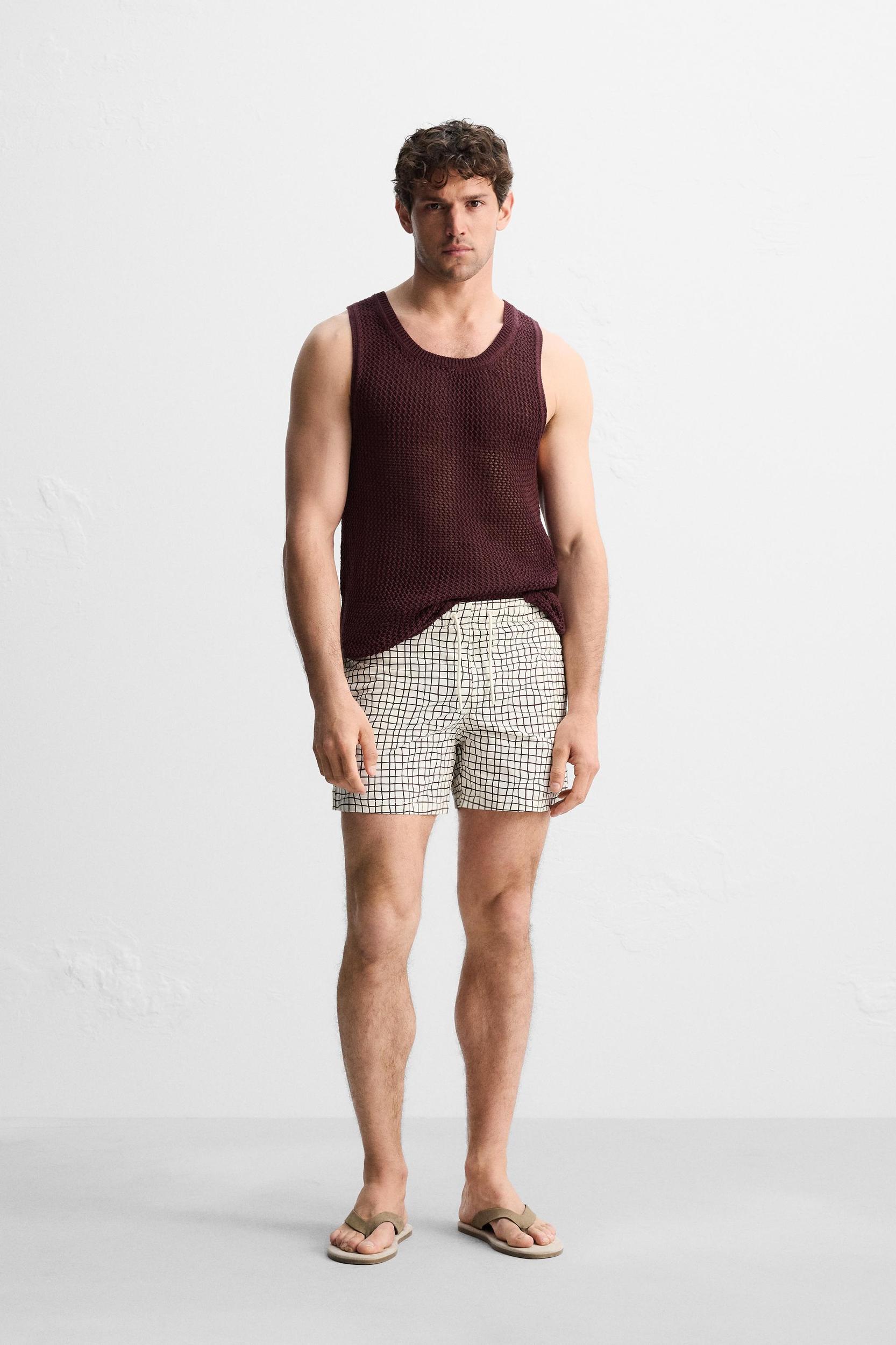 CHECKERED PRINT MID-LENGTH SWIMSUIT Product Image