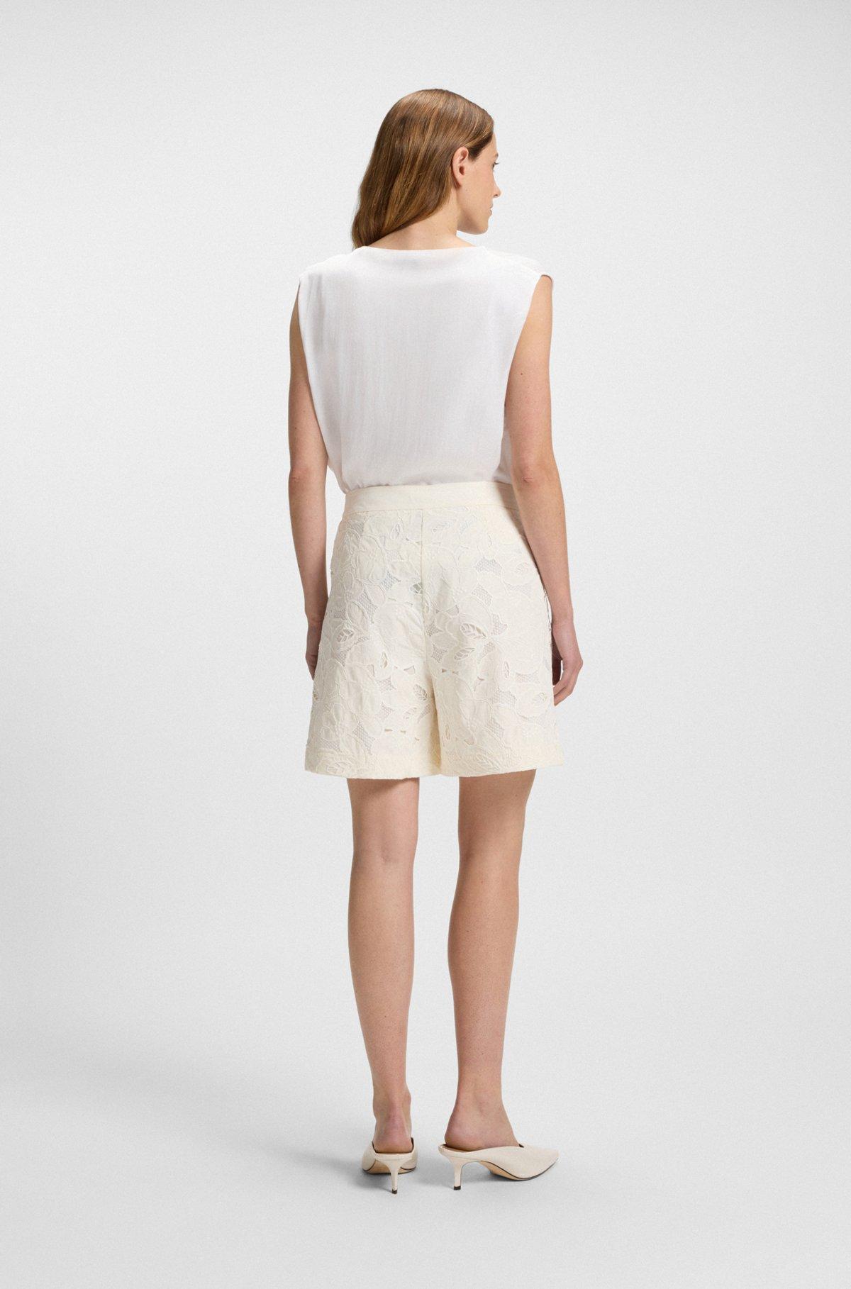 Wide-leg shorts with broderie anglaise Product Image