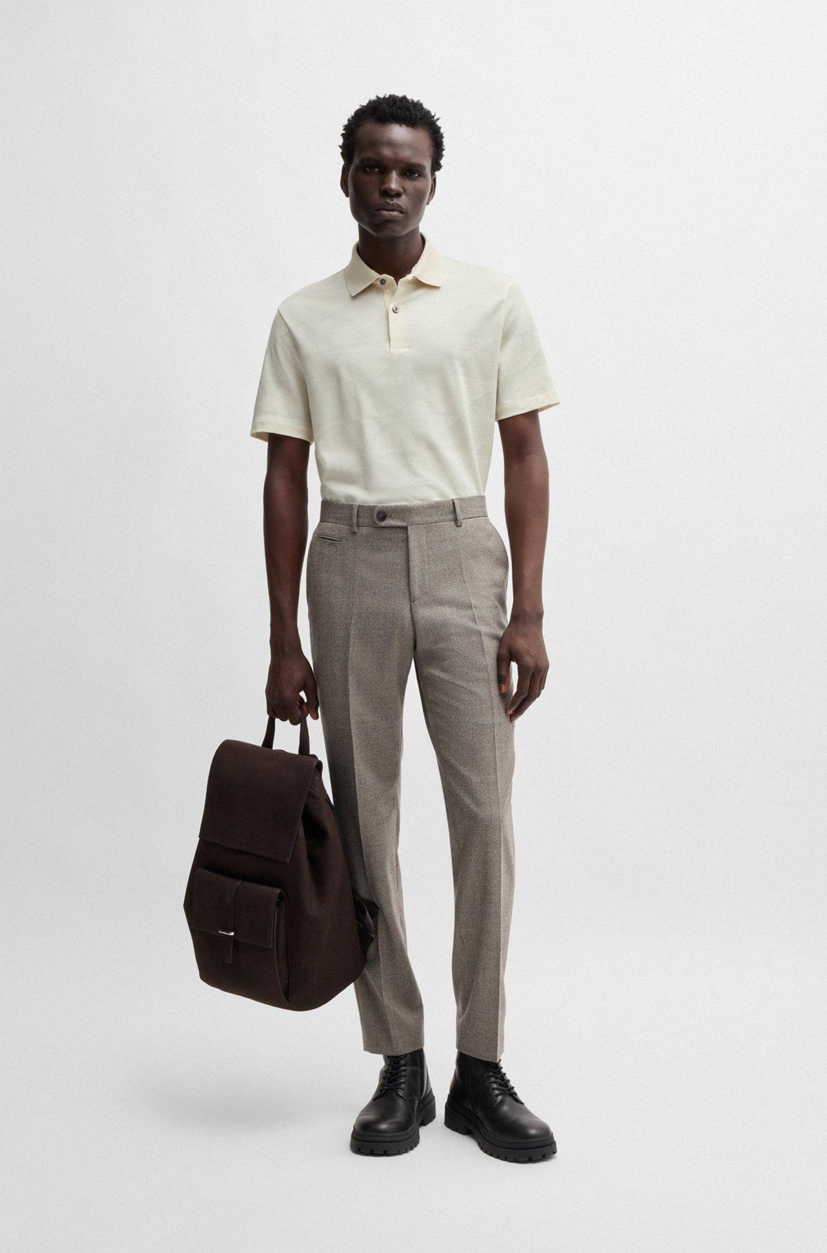 Mercerized-cotton polo shirt with jacquard pattern Product Image