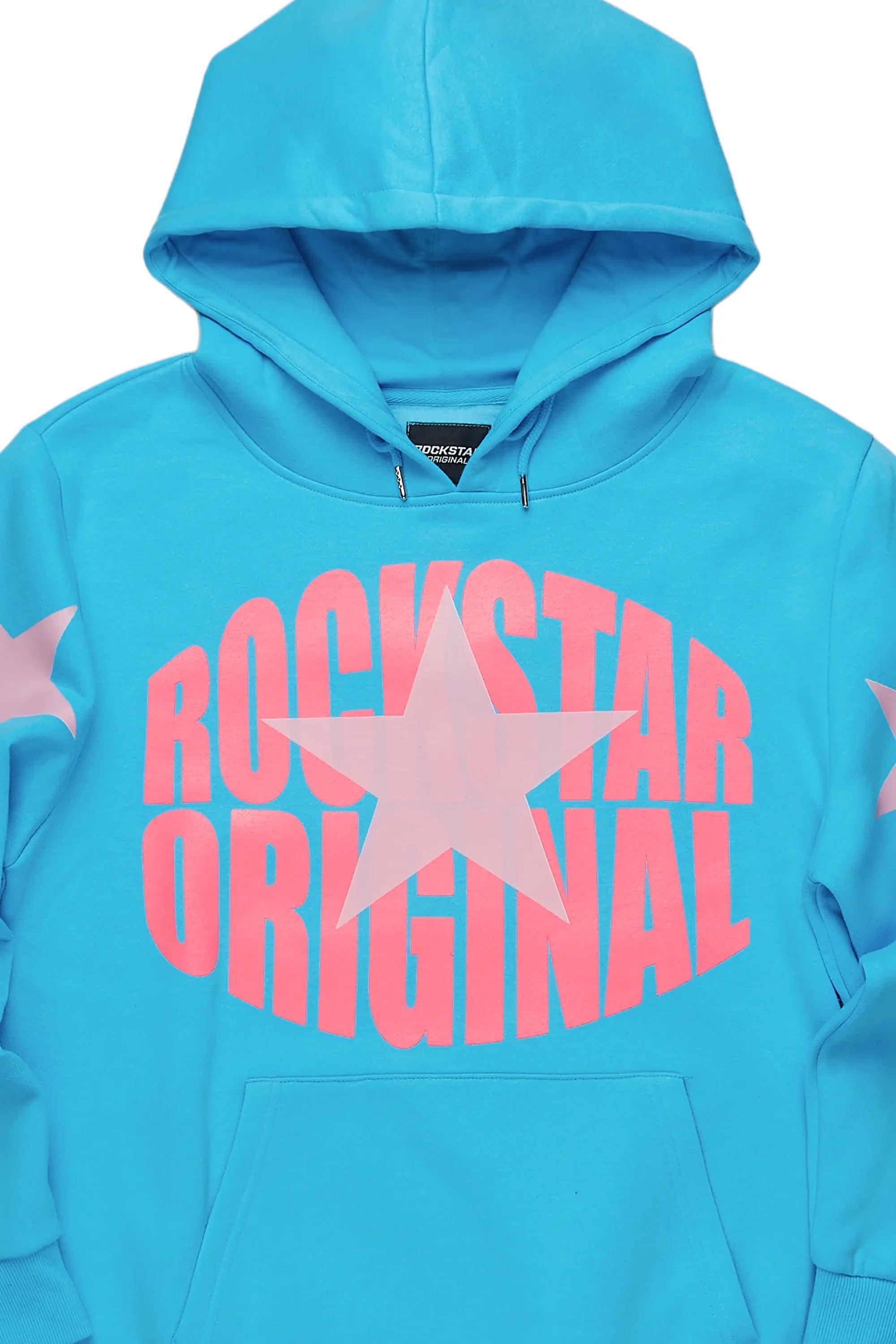 Hachi Blue/Pink Graphic Hoodie Male Product Image