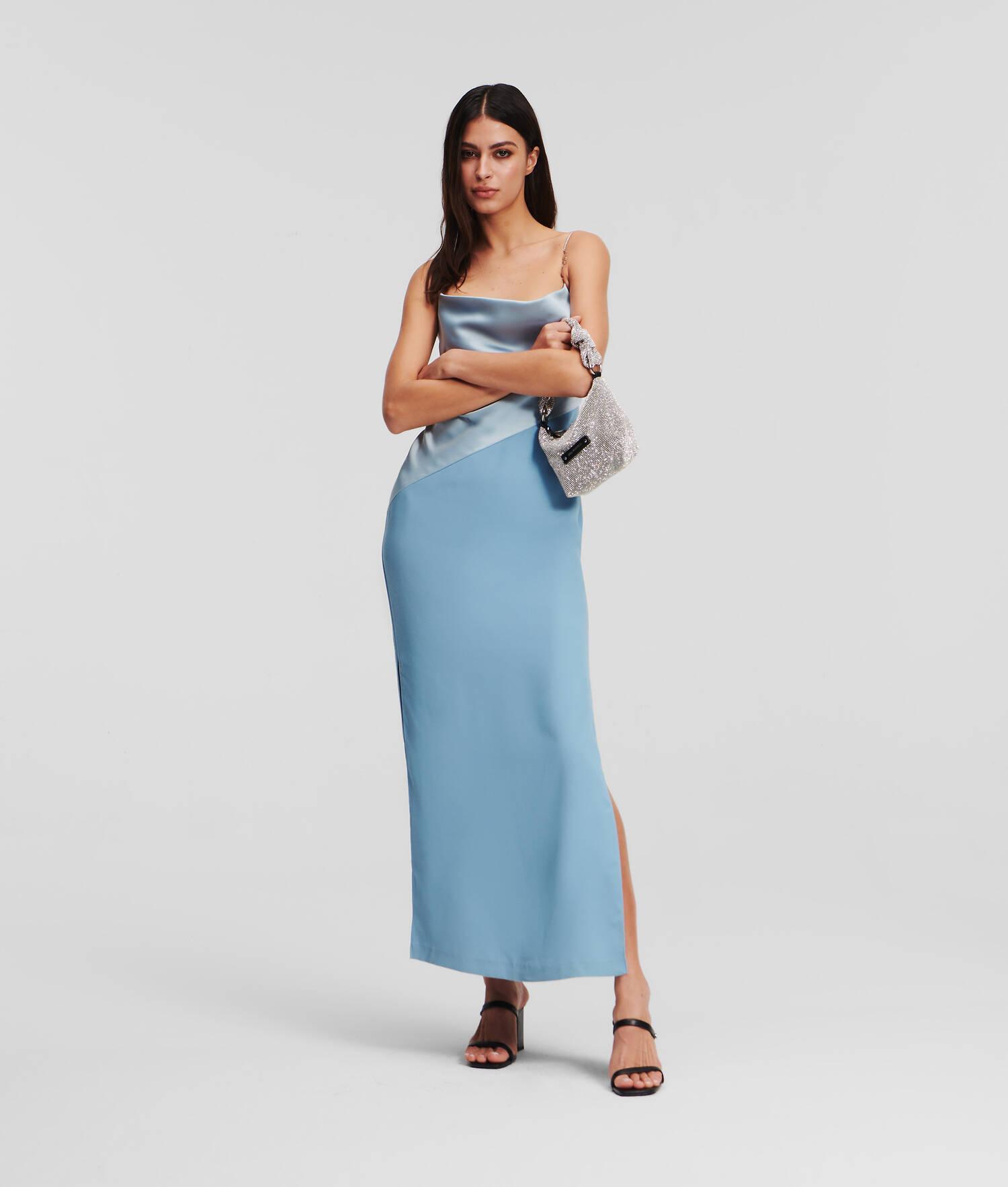 COWL NECK SATIN MIDI DRESS Product Image