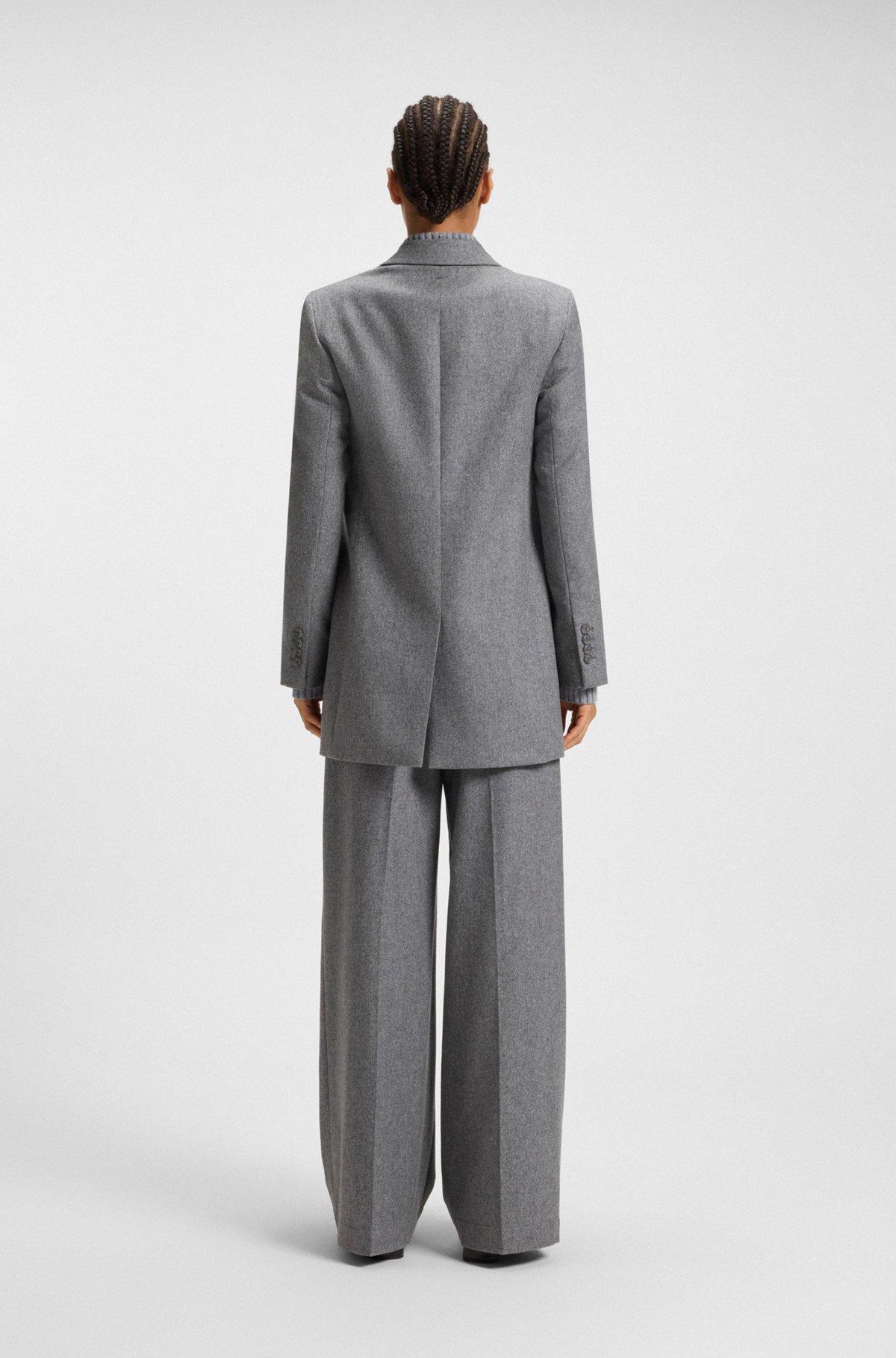 Regular-fit long-length blazer in soft flannel Product Image