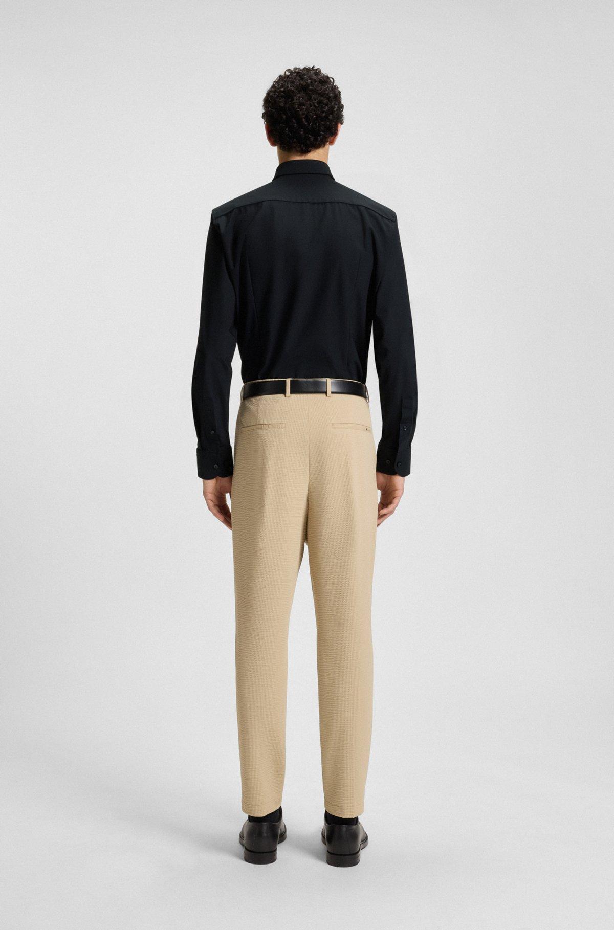 Slim-fit shirt in structured performance-stretch jersey Product Image