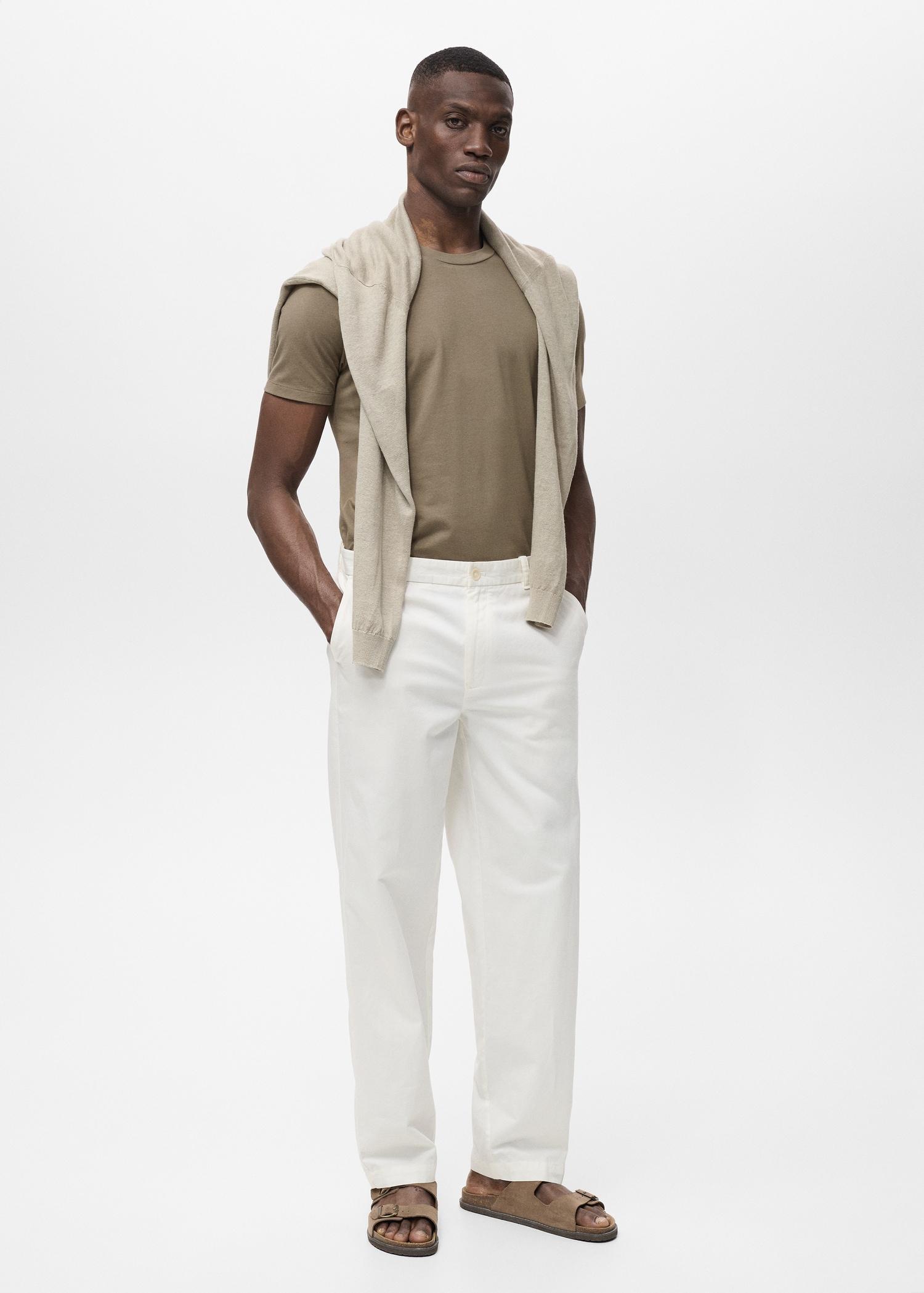 Stretch cotton T-shirt - Men | MANGO USA Product Image