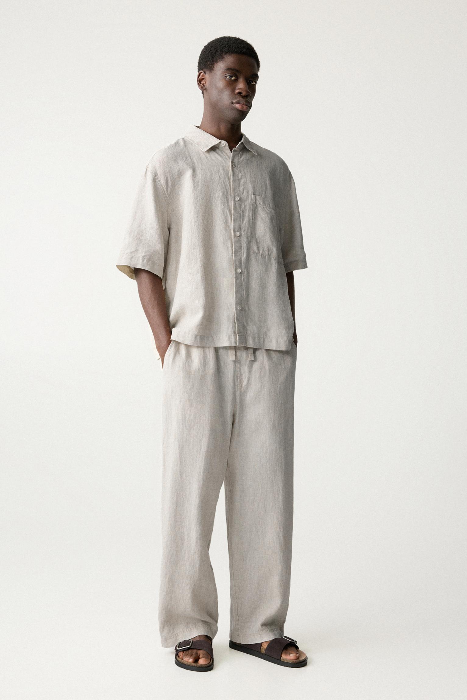 100% linen boxy shirt Product Image