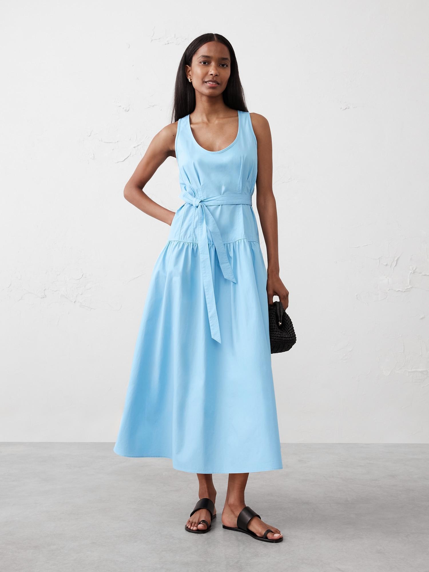 Poplin Corset Waist Midi Dress Product Image