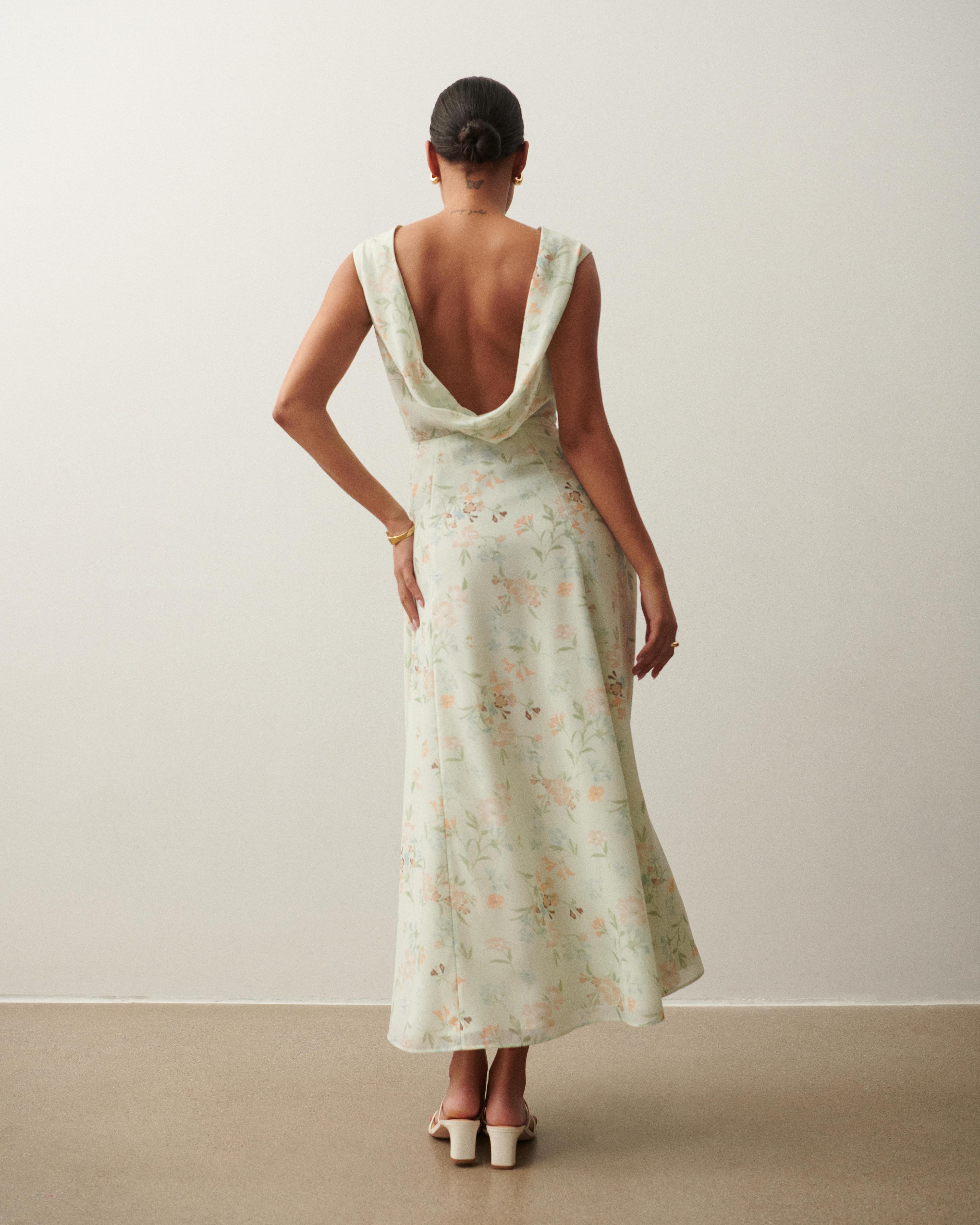 Draped Open-Back Maxi Dress Product Image