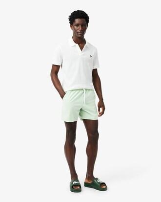 Mid Length Striped Textured Swim Trunks Product Image