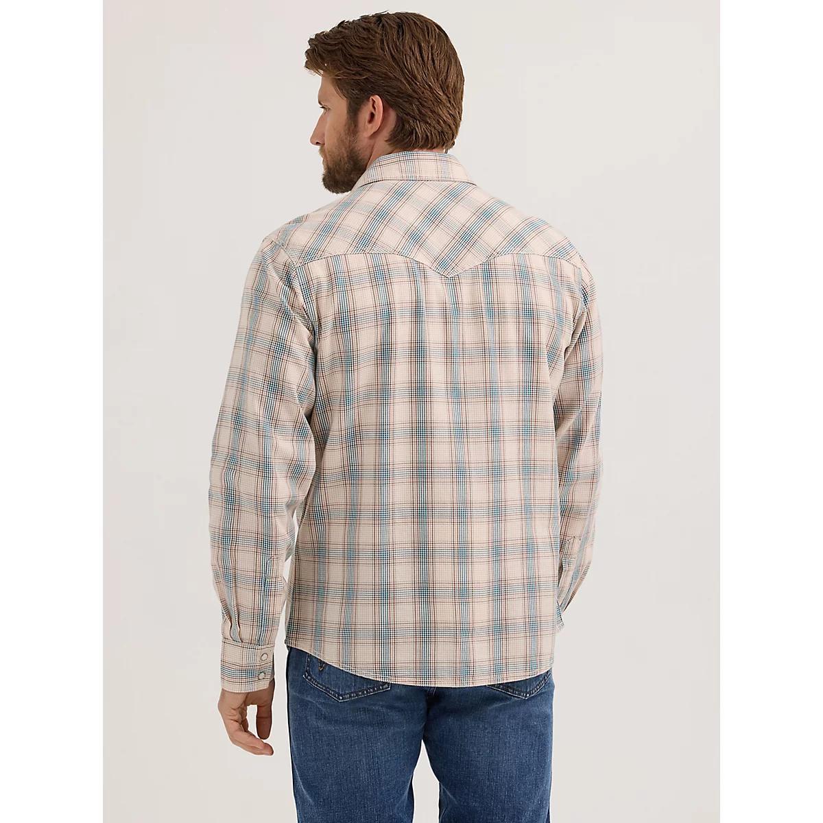 Men's Wrangler Retro® Premium Long Sleeve Western Snap Plaid Shirt in Olive Product Image