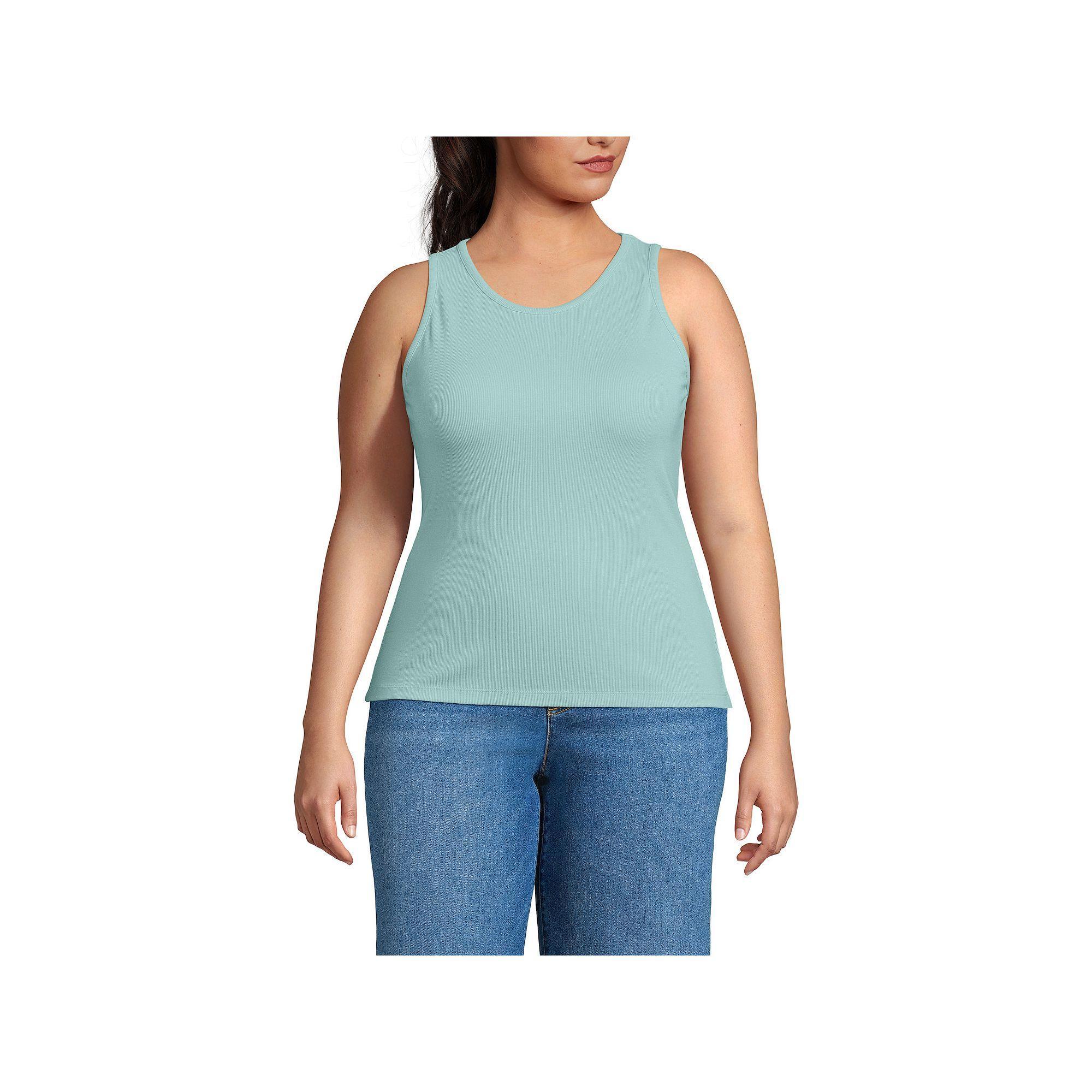 Plus Size Lands' End Drapey Rib Skimming Tank Top, Women's, Size: 3XL, Misty Blue Product Image