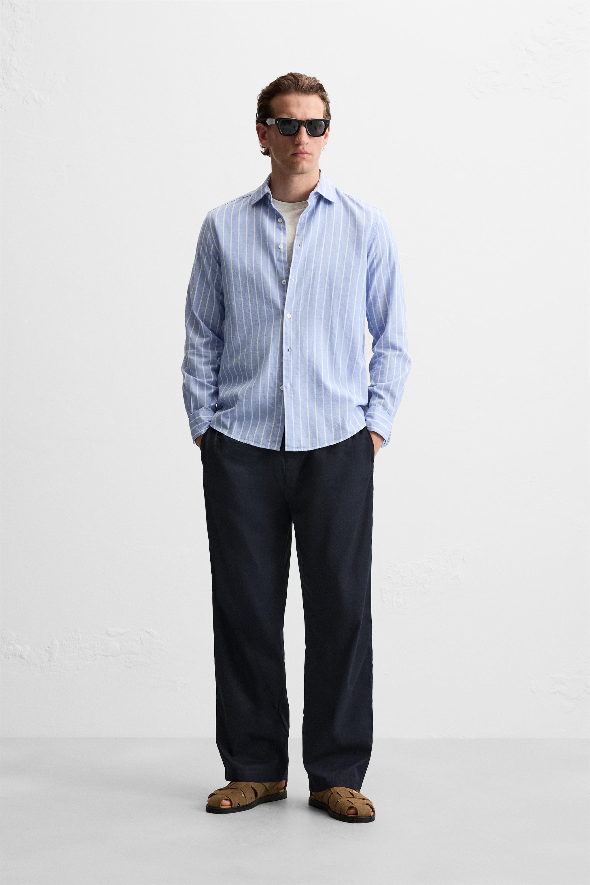 COTTON - LINEN STRIPED SHIRT Product Image