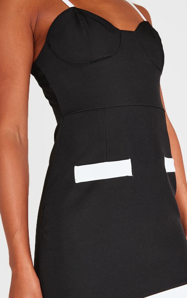 Black Contrast Pocket Detail Mini Dress Product Image