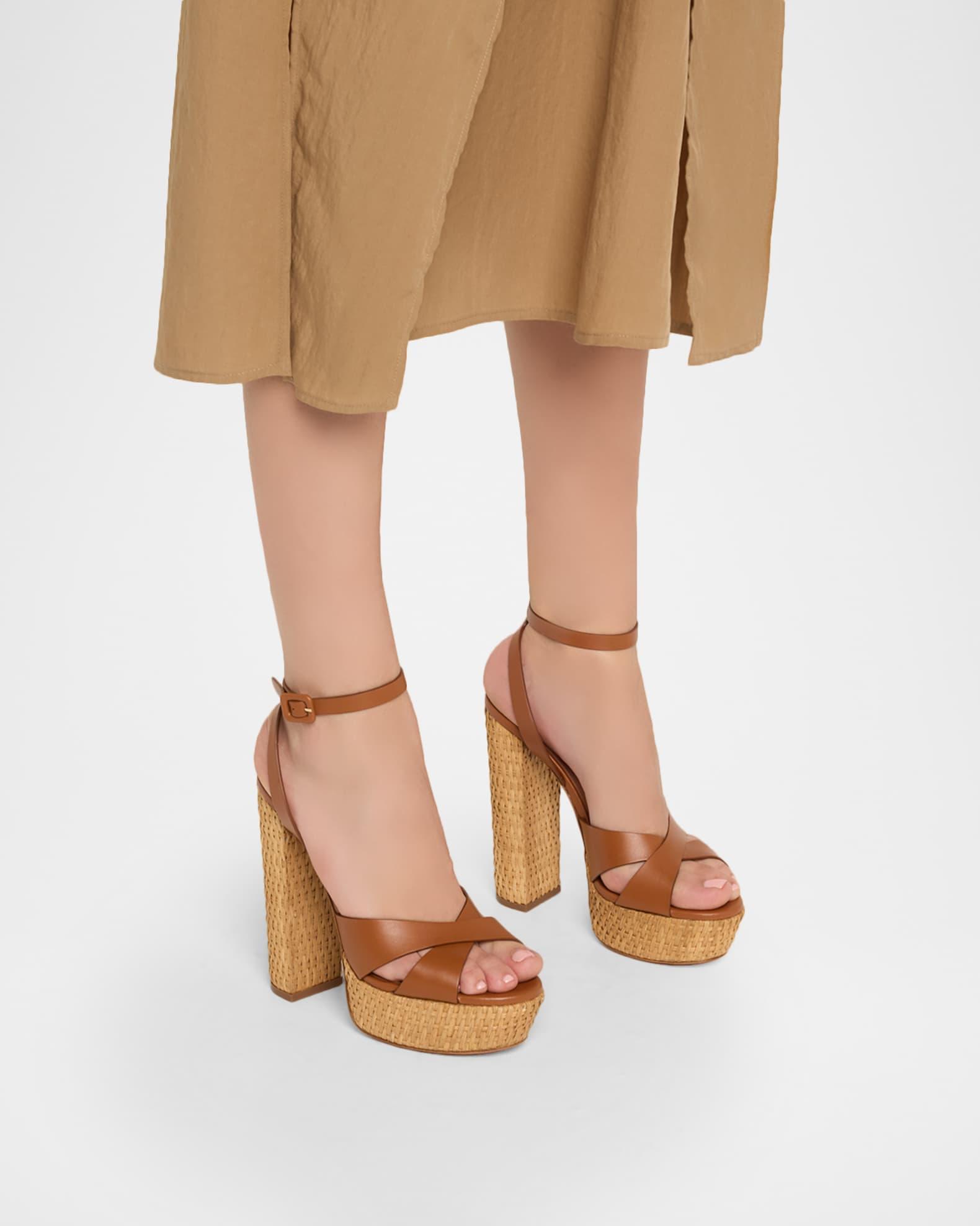 Sunseeker Wicker and Leather Block-Heel Sandals Product Image